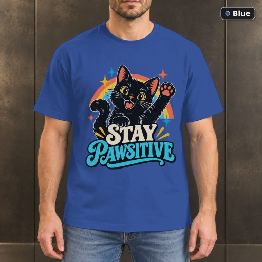 Stay Pawsitive Shirt, Retro Black Cat T-Shirt 2