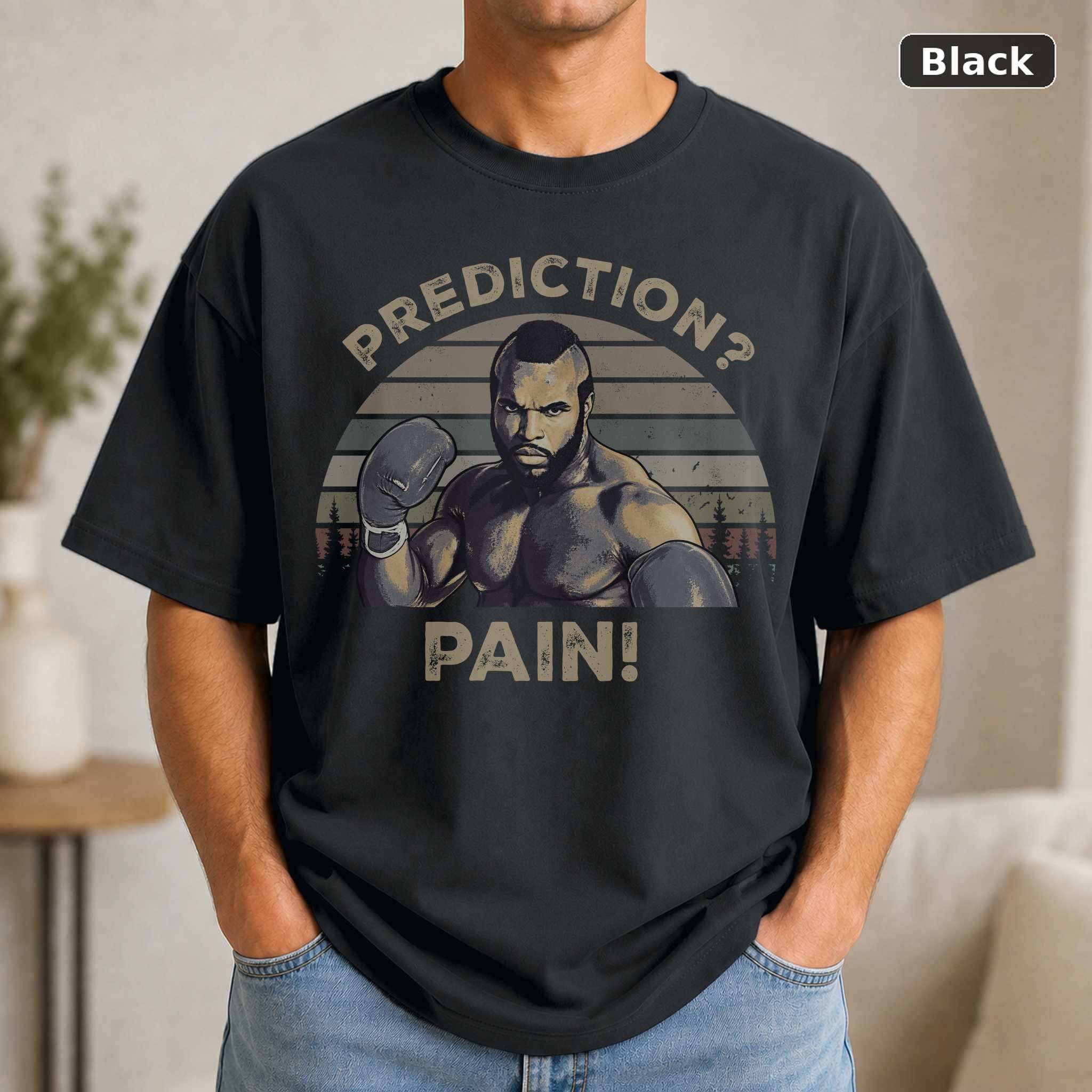 My Prediction Pain T-Shirt, Vintage Rocky III Clubber Lang Movie Graphic Tee, Boxing Film Fan Gift