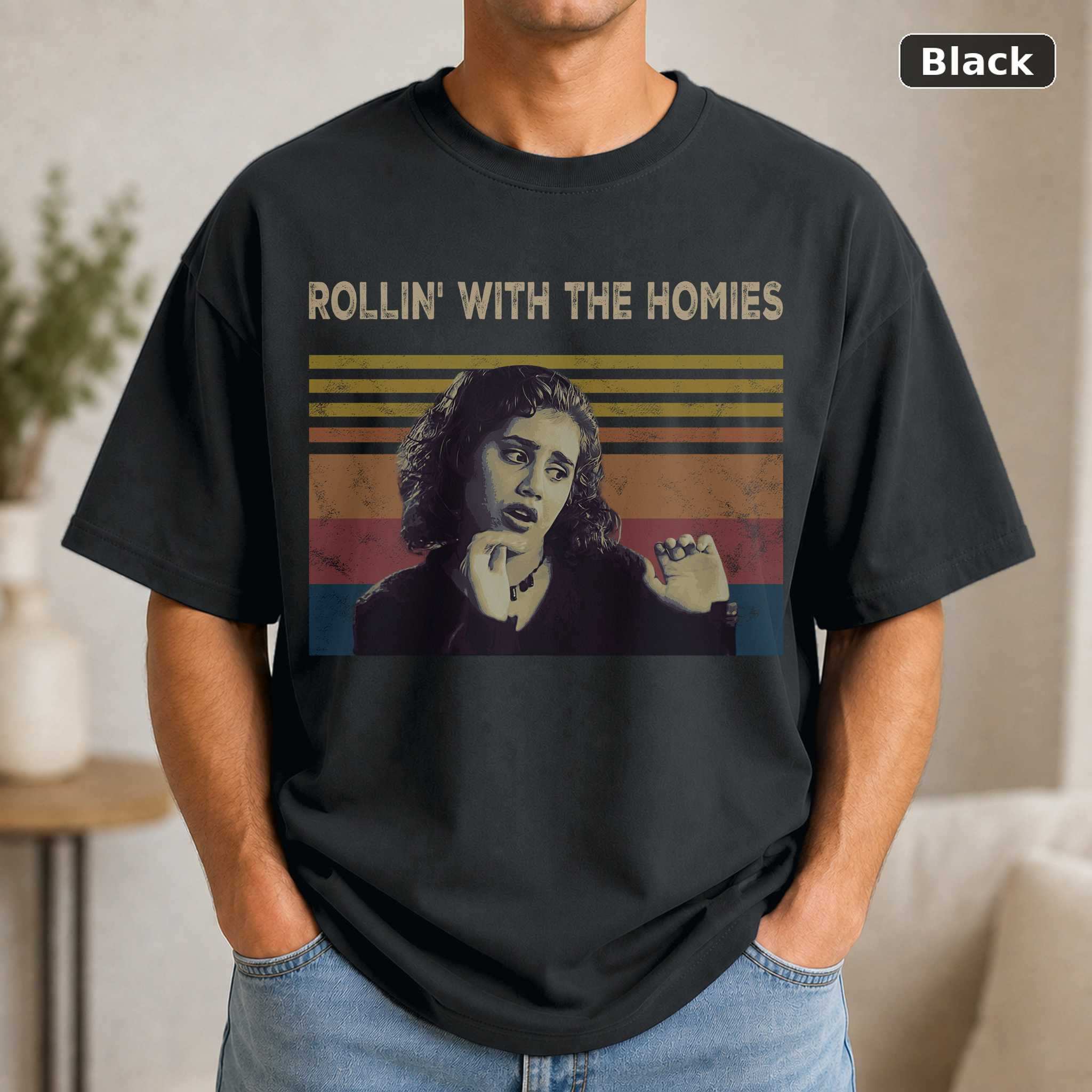 Rollin’ With the Homies T-Shirt, Vintage Clueless Movie Quote Graphic Tee, 90s Film Fan Gift Rollin’ With the Homies T-Shirt, Vintage Clueless Movie Quote Graphic Tee, 90s Film Fan Gift