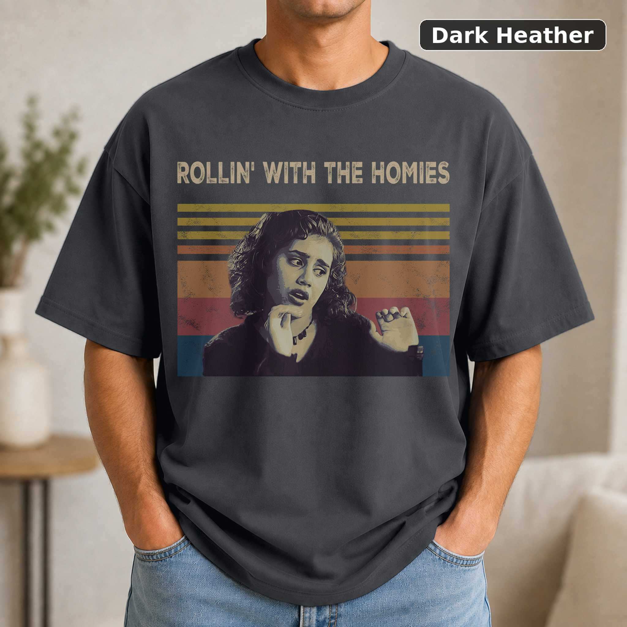 Rollin' With the Homies T-Shirt, Vintage Clueless Movie Quote Graphic Tee, 90s Film Fan Gift 3
