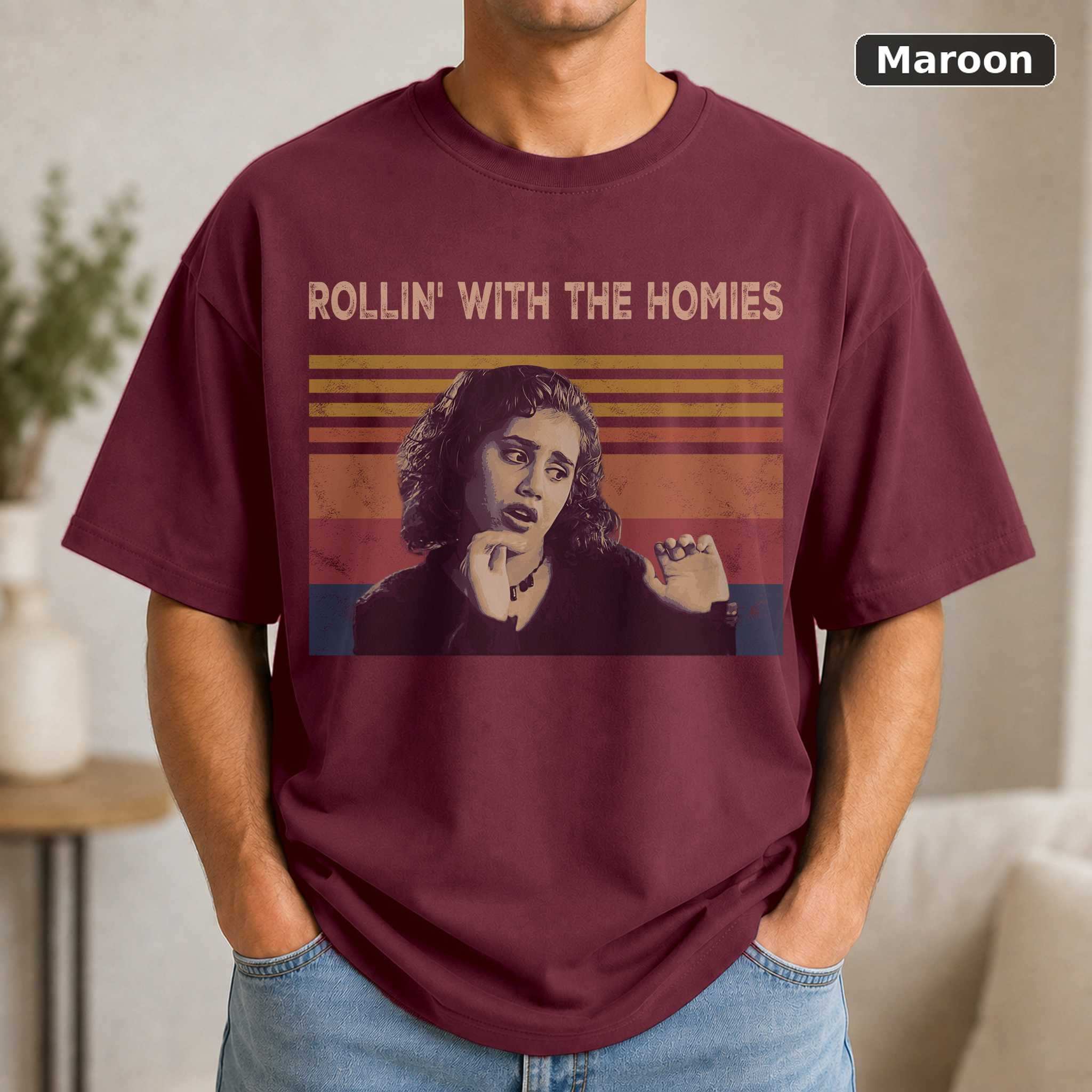 Rollin' With the Homies T-Shirt, Vintage Clueless Movie Quote Graphic Tee, 90s Film Fan Gift 4