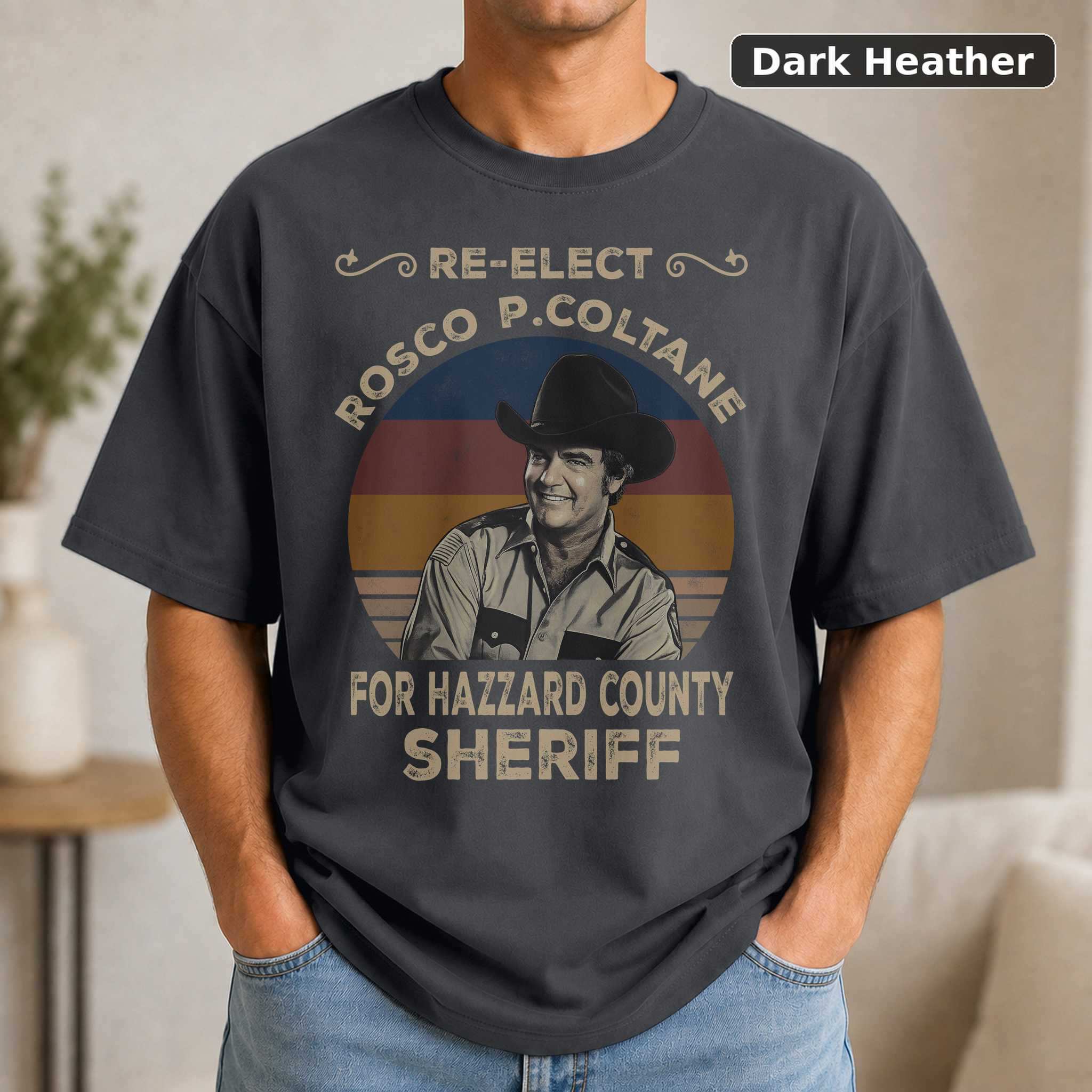 Sheriff Rosco P. Coltrane T-Shirt, Retro Dukes of Hazzard Graphic Tee, TV Fan Gift 3