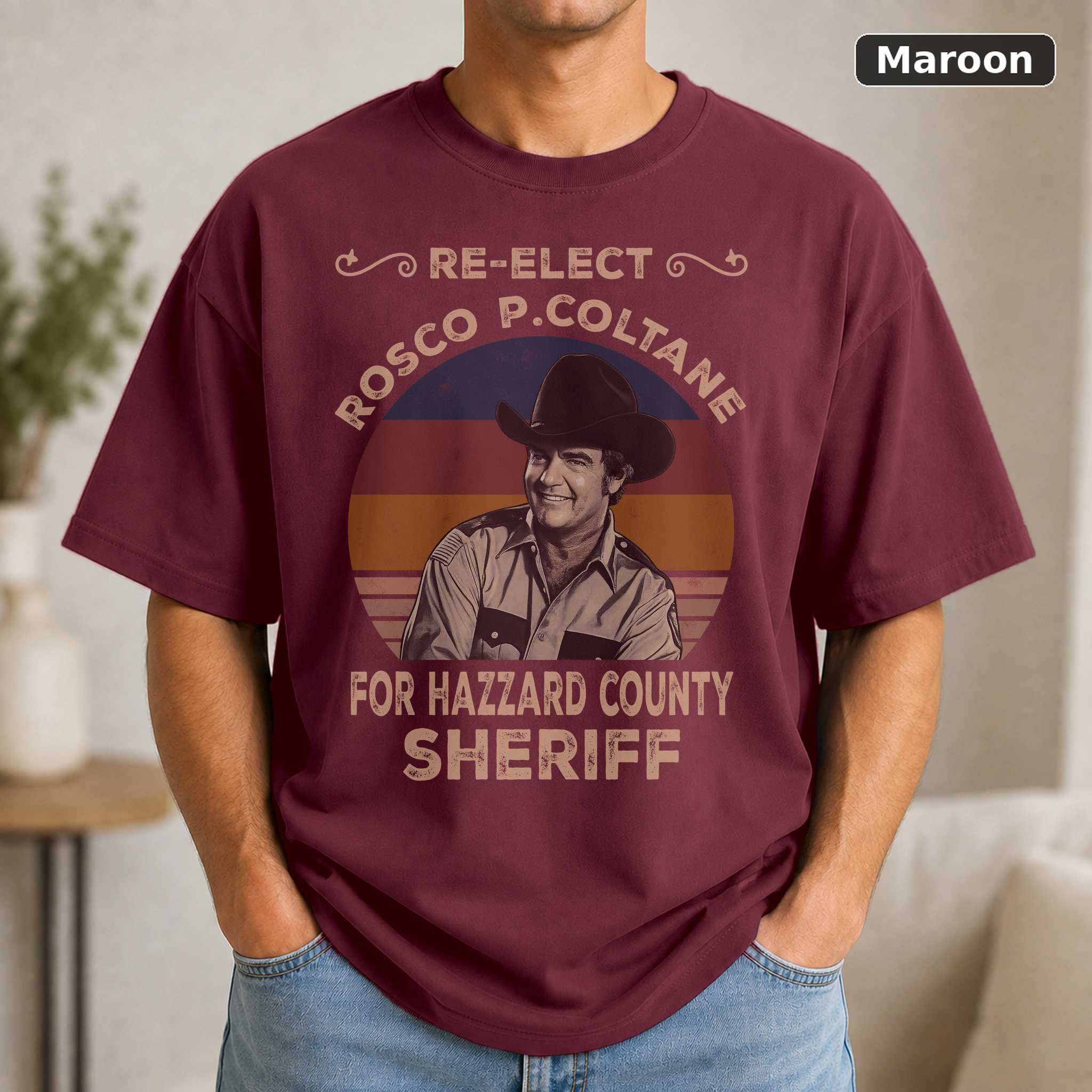 Sheriff Rosco P. Coltrane T-Shirt, Retro Dukes of Hazzard Graphic Tee, TV Fan Gift 4