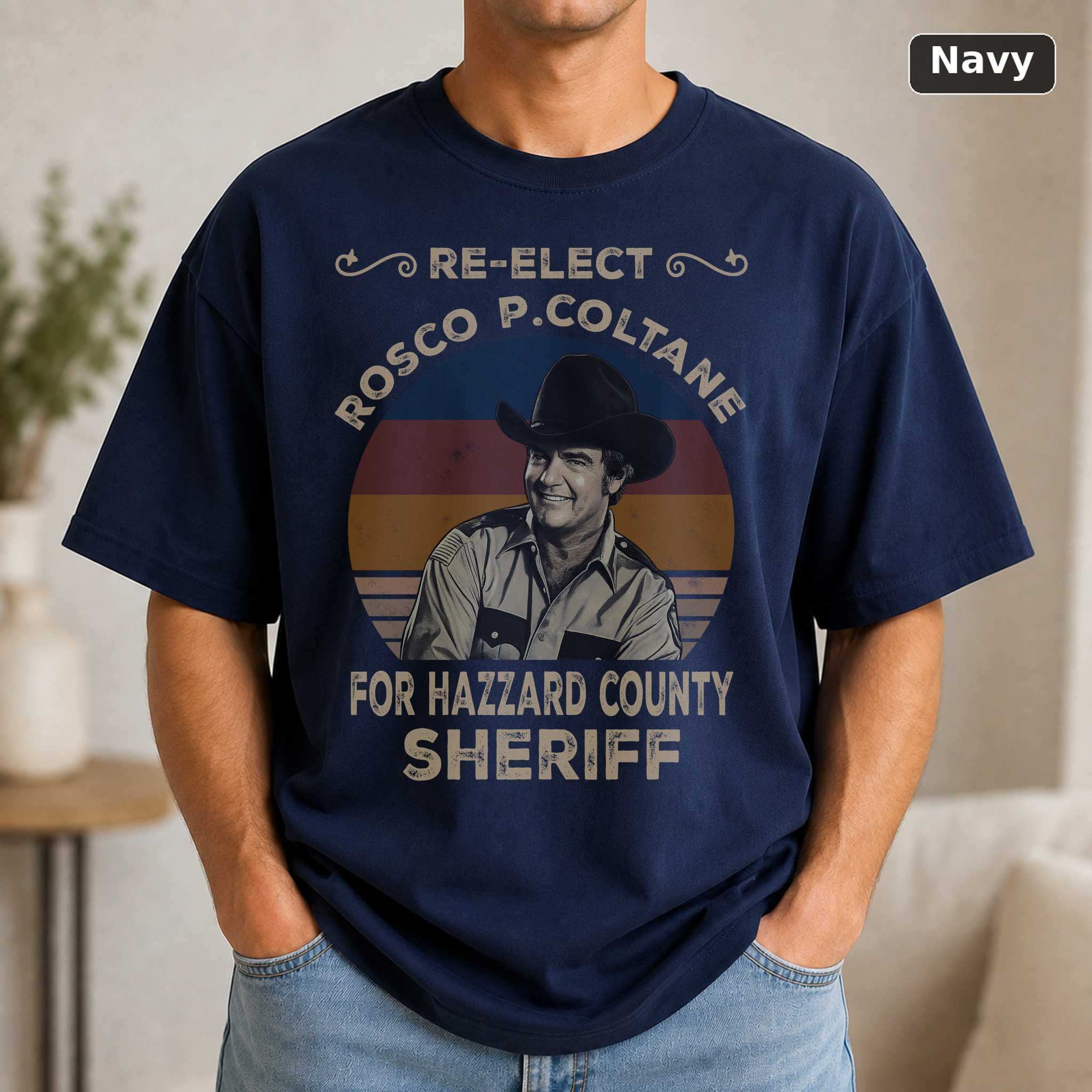Sheriff Rosco P. Coltrane T-Shirt, Retro Dukes of Hazzard Graphic Tee, TV Fan Gift 5