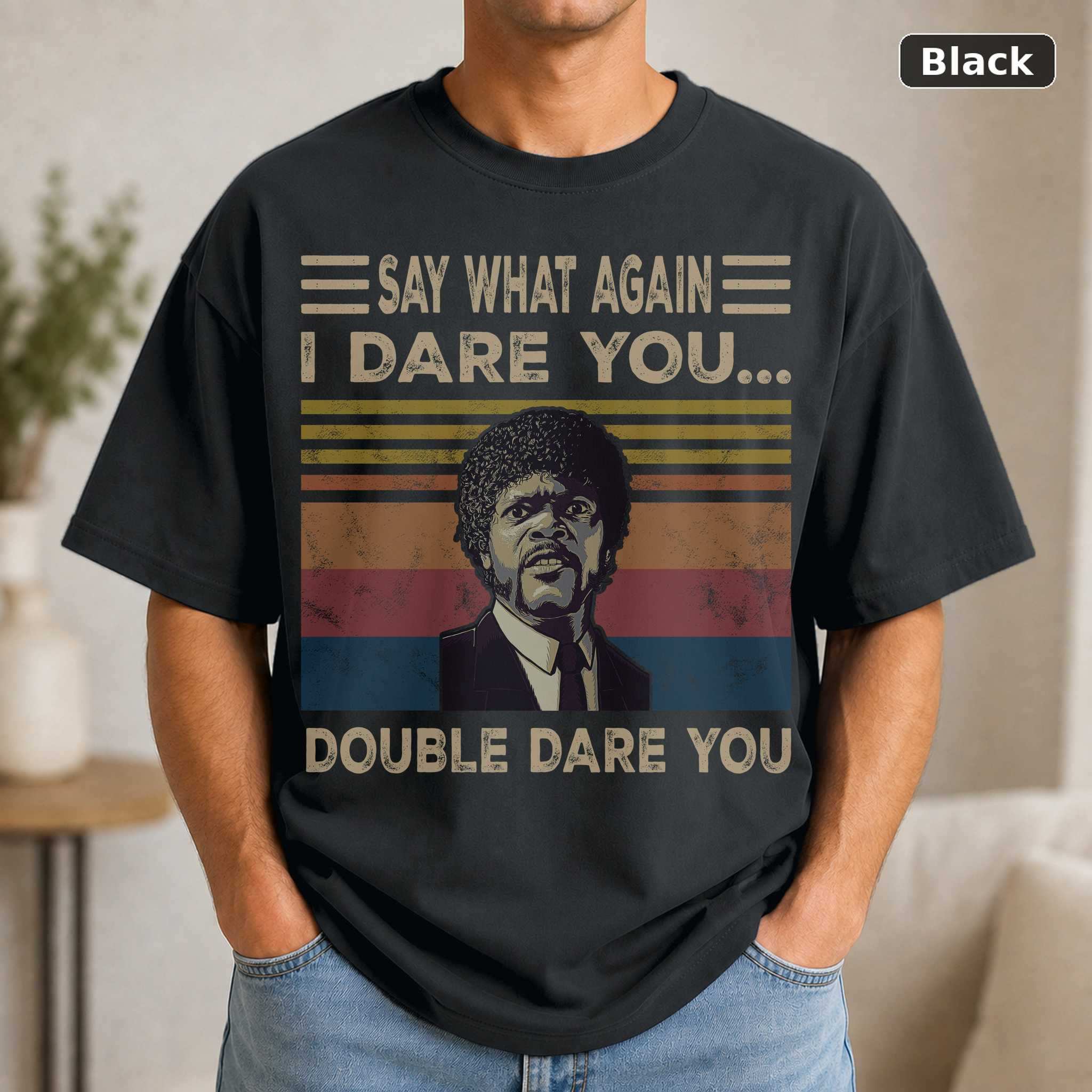 Say What Again T-Shirt, Vintage Pulp Fiction Movie Quote Graphic Tee, Tarantino Film Fan Gift