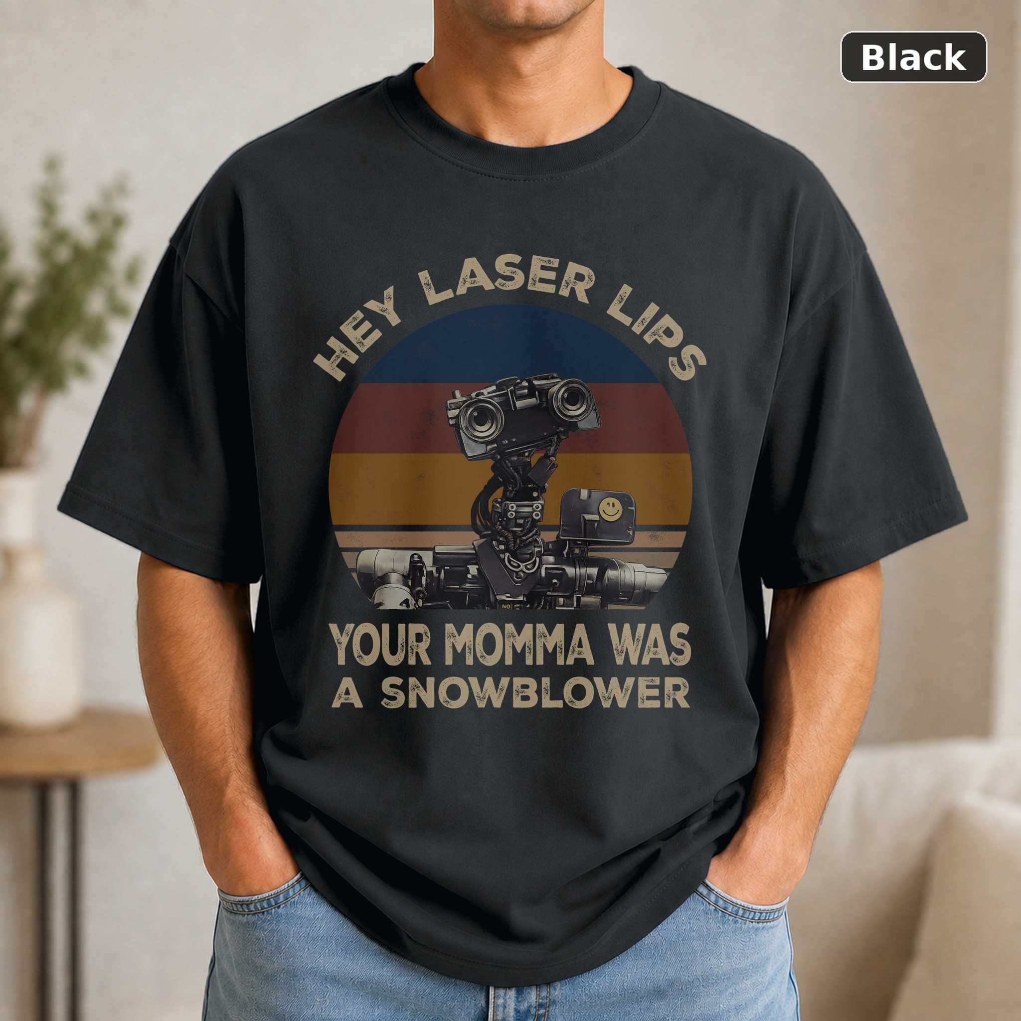 Short Circuit Hey Laser Lips T-Shirt, Vintage Robot Movie Graphic Tee, 80s Sci-Fi Film Fan Gift Short Circuit Hey Laser Lips T-Shirt, Vintage Robot Movie Graphic Tee, 80s Sci-Fi Film Fan Gift