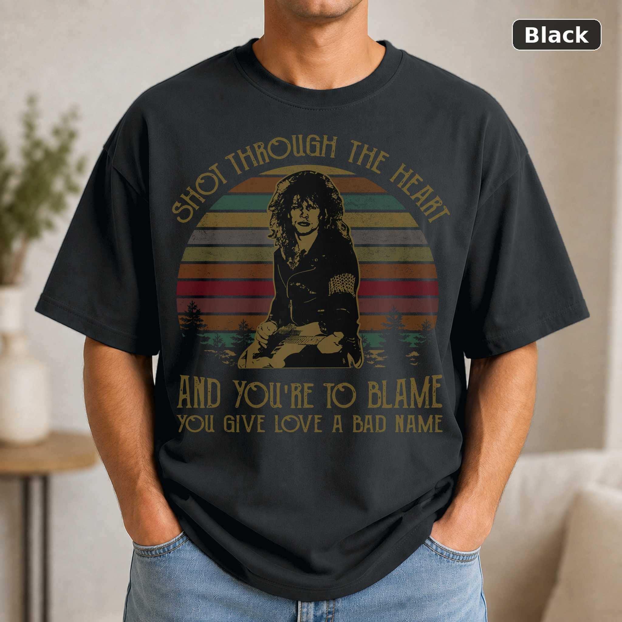 Shot Through the Heart Bon Jovi T-Shirt, Vintage Rock Music Graphic Tee, 80s Band Fan Gift Shot Through the Heart Bon Jovi T-Shirt, Vintage Rock Music Graphic Tee, 80s Band Fan Gift