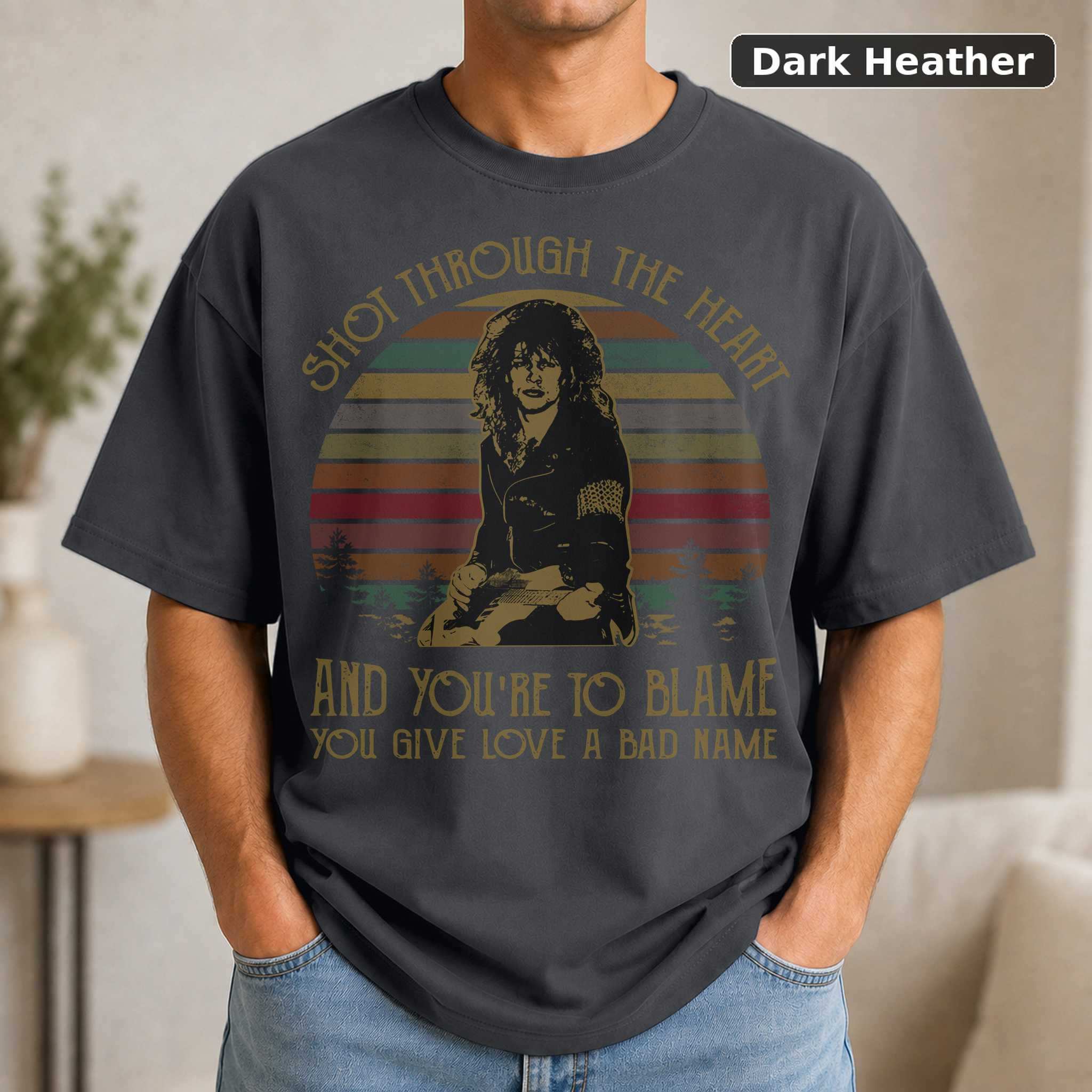 Shot Through the Heart Bon Jovi T-Shirt, Vintage Rock Music Graphic Tee, 80s Band Fan Gift 3