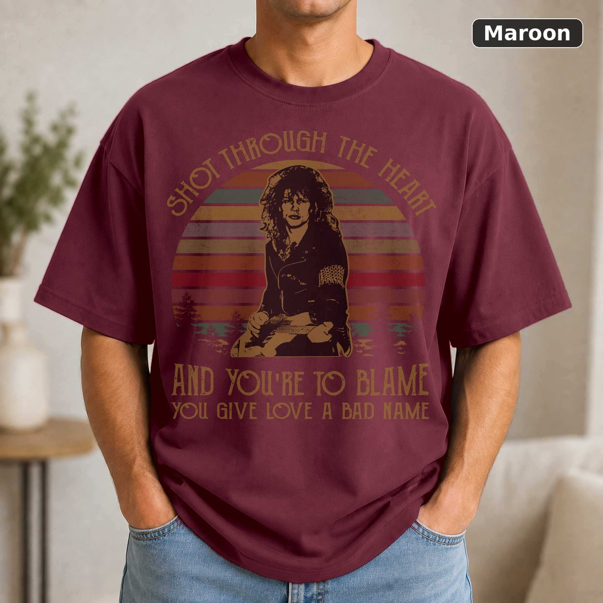 Shot Through the Heart Bon Jovi T-Shirt, Vintage Rock Music Graphic Tee, 80s Band Fan Gift 4