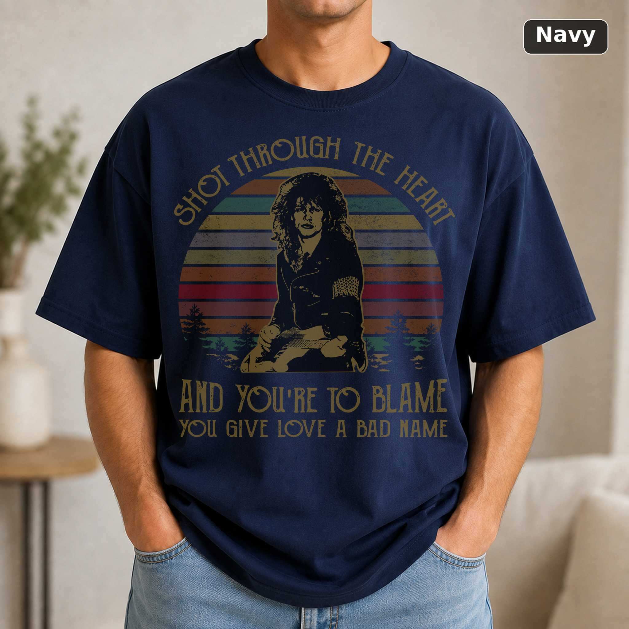 Shot Through the Heart Bon Jovi T-Shirt, Vintage Rock Music Graphic Tee, 80s Band Fan Gift 5
