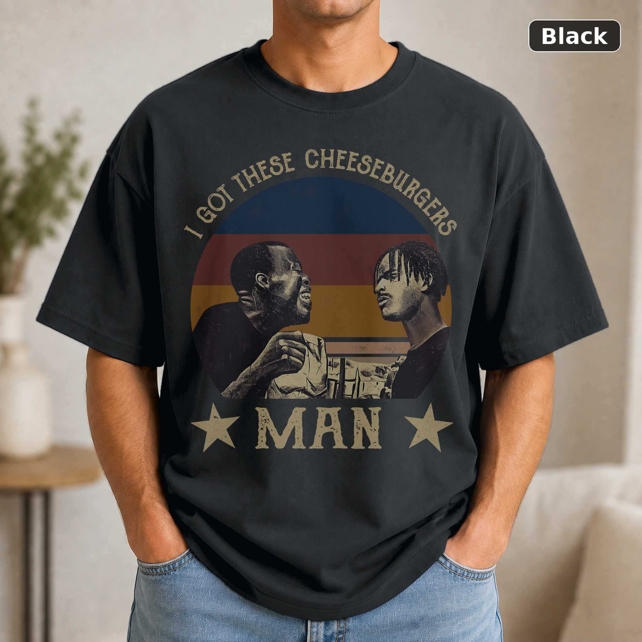 Cheeseburgers Man T-Shirt, Vintage Menace II Society Movie Graphic Tee, 90s Film Fan Gift Cheeseburgers Man T-Shirt, Vintage Menace II Society Movie Graphic Tee, 90s Film Fan Gift
