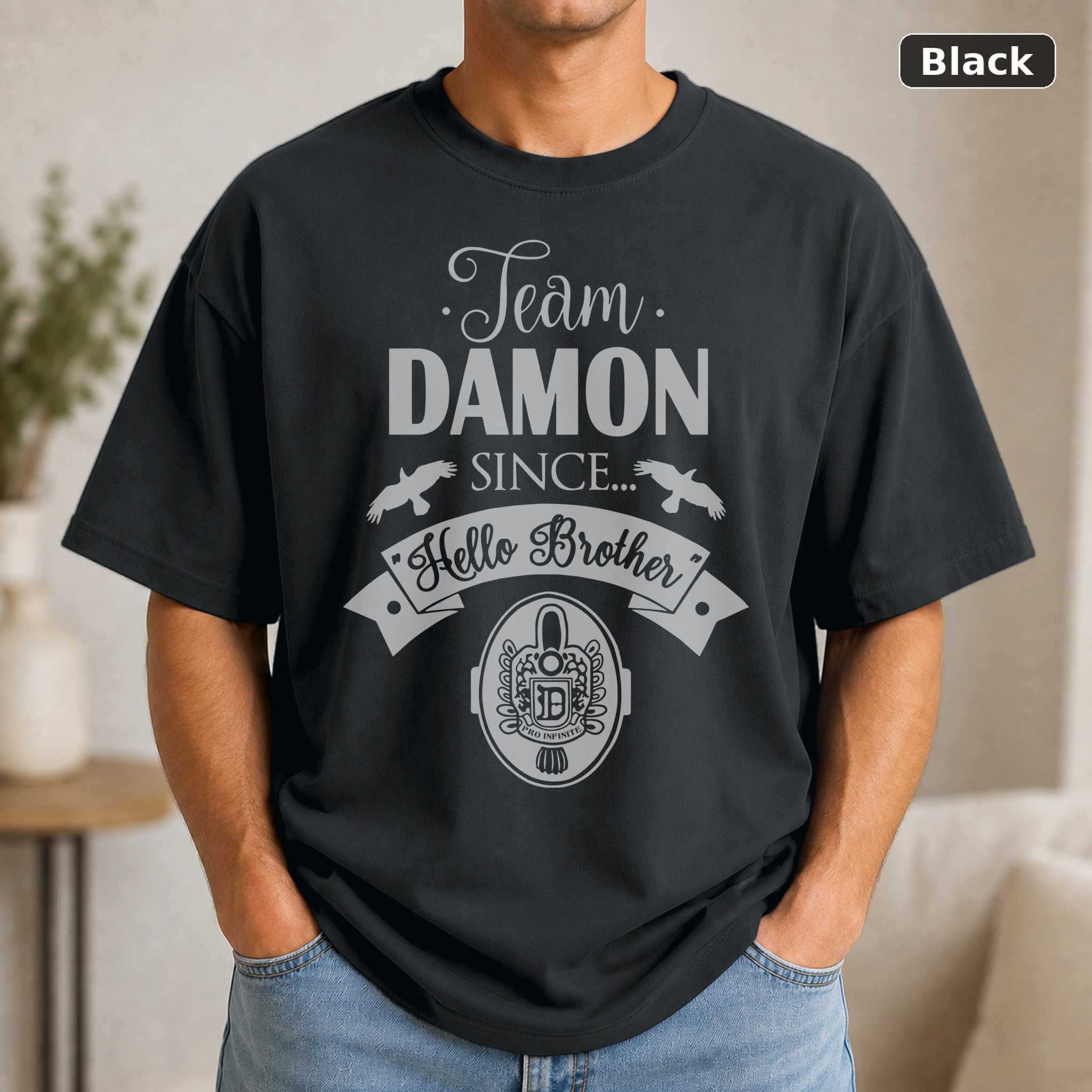 Team Damon Since Hello Brother T-Shirt, Vampire Diaries TV Graphic Tee, Supernatural Fan Gift