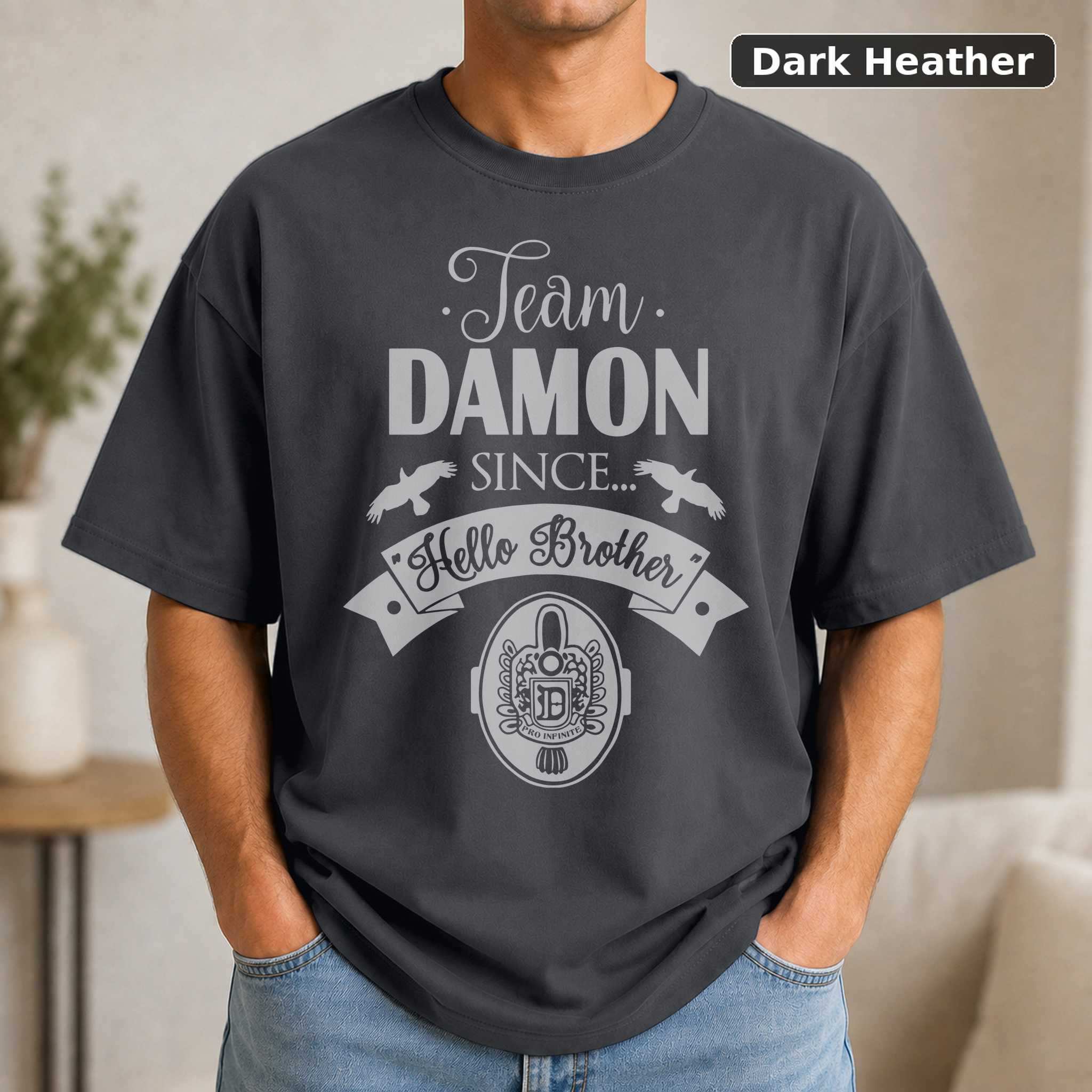Team Damon Since Hello Brother T-Shirt, Vampire Diaries TV Graphic Tee, Supernatural Fan Gift 3