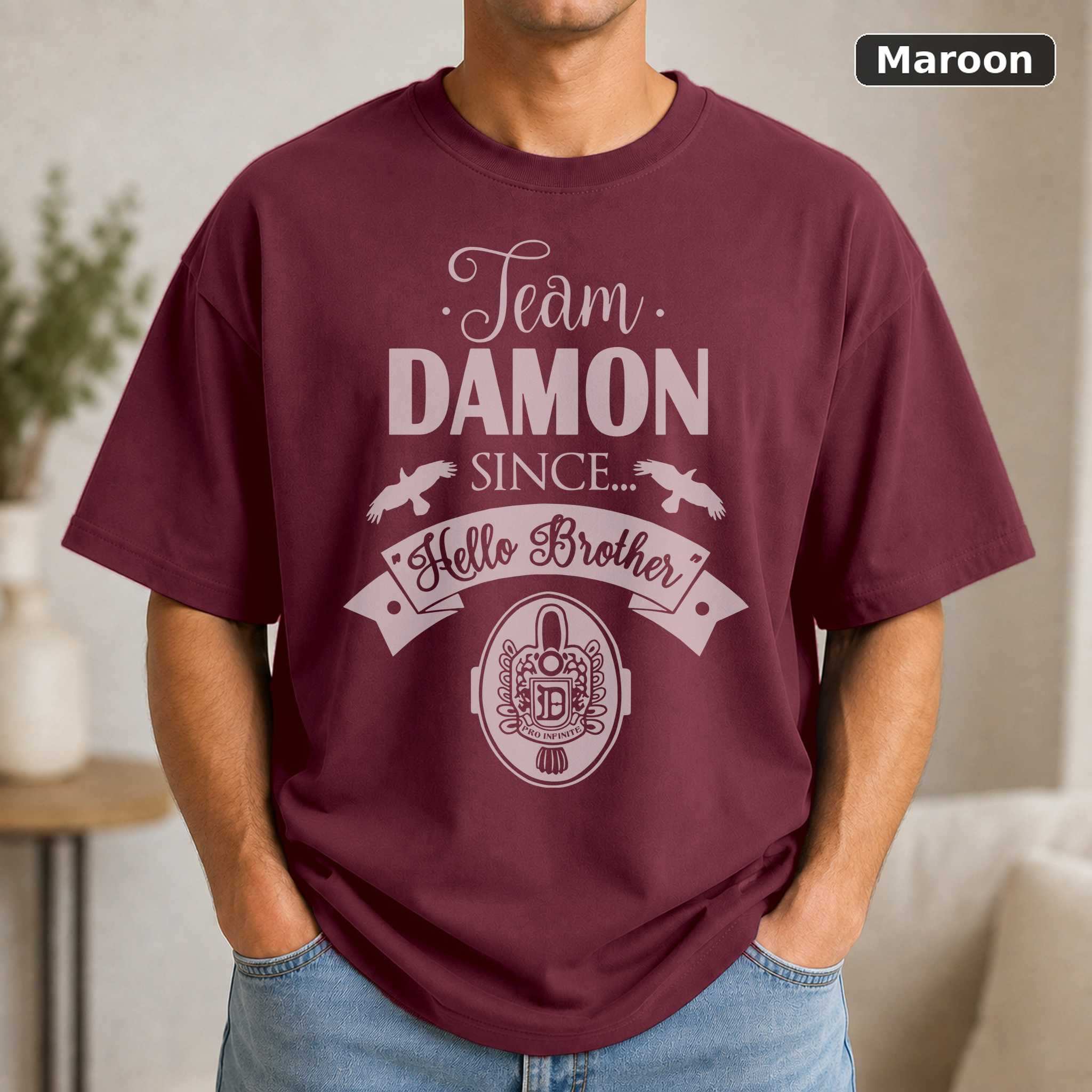 Team Damon Since Hello Brother T-Shirt, Vampire Diaries TV Graphic Tee, Supernatural Fan Gift 4