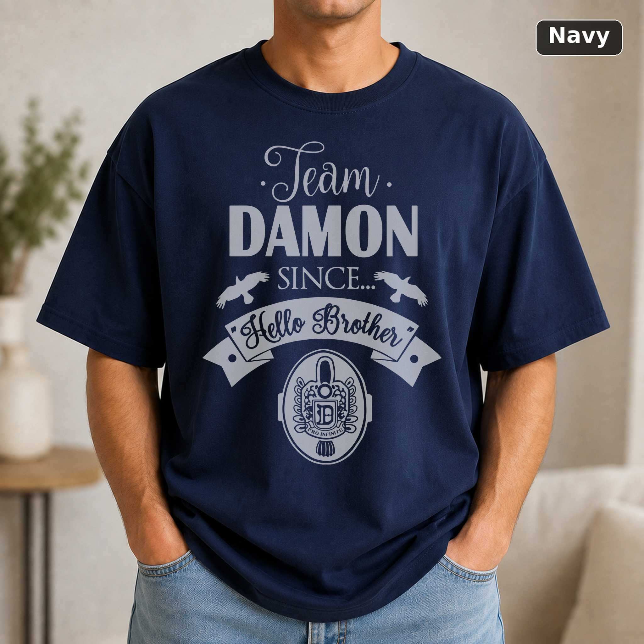 Team Damon Since Hello Brother T-Shirt, Vampire Diaries TV Graphic Tee, Supernatural Fan Gift 5