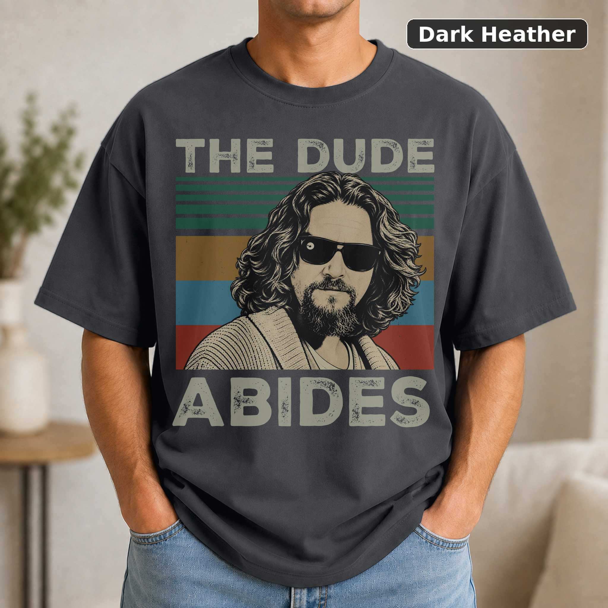 The Dude Abides T-Shirt, Vintage Big Lebowski Movie Quote Graphic Tee, Cult Film Fan Gift 3