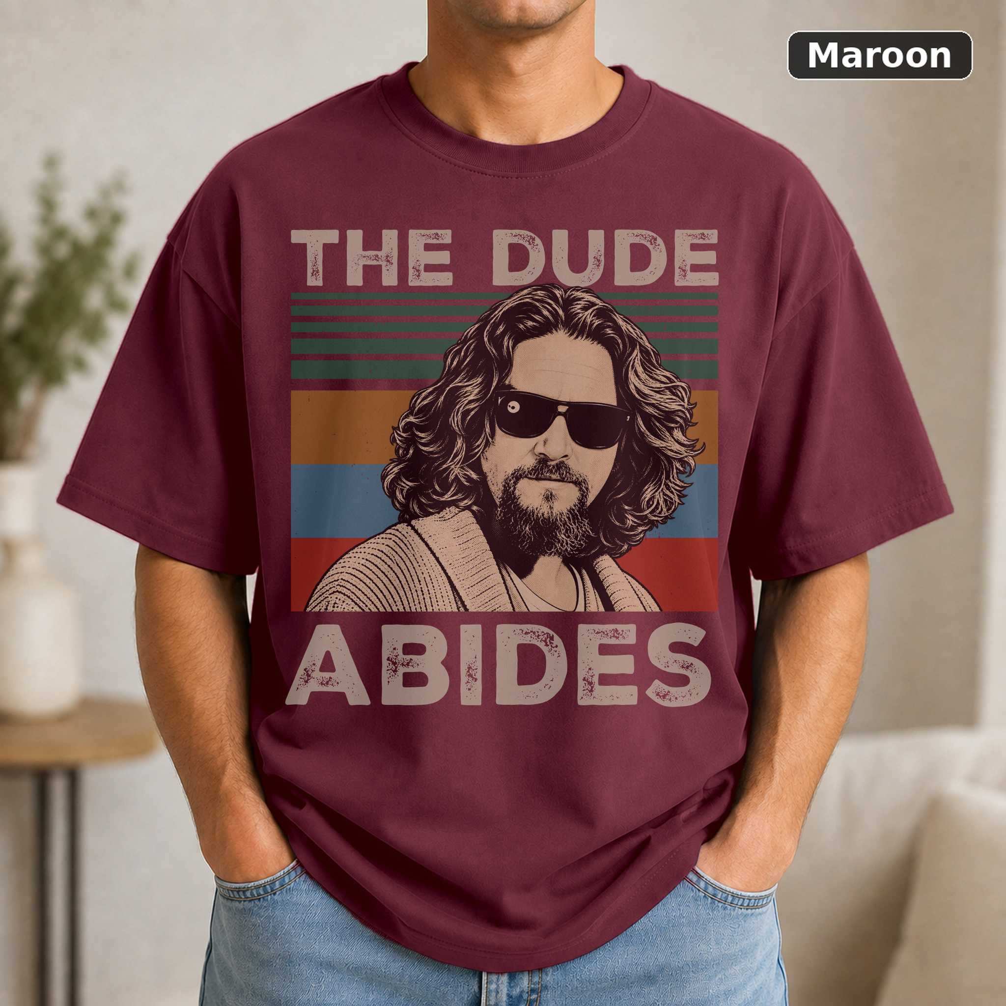 The Dude Abides T-Shirt, Vintage Big Lebowski Movie Quote Graphic Tee, Cult Film Fan Gift 4