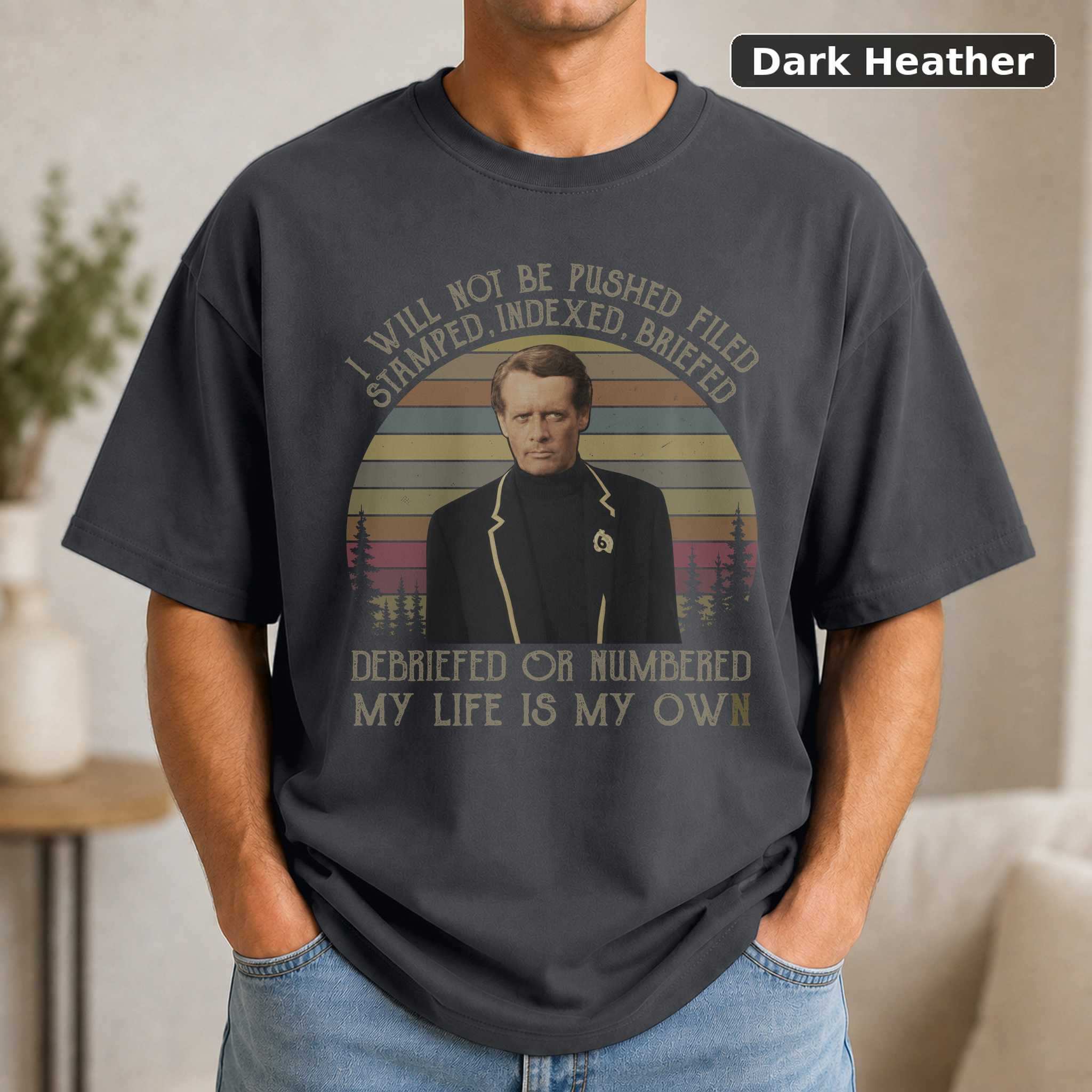 The Prisoner Patrick McGoohan T-Shirt, Vintage Classic TV Show Graphic Tee, Series Fan Gift 3