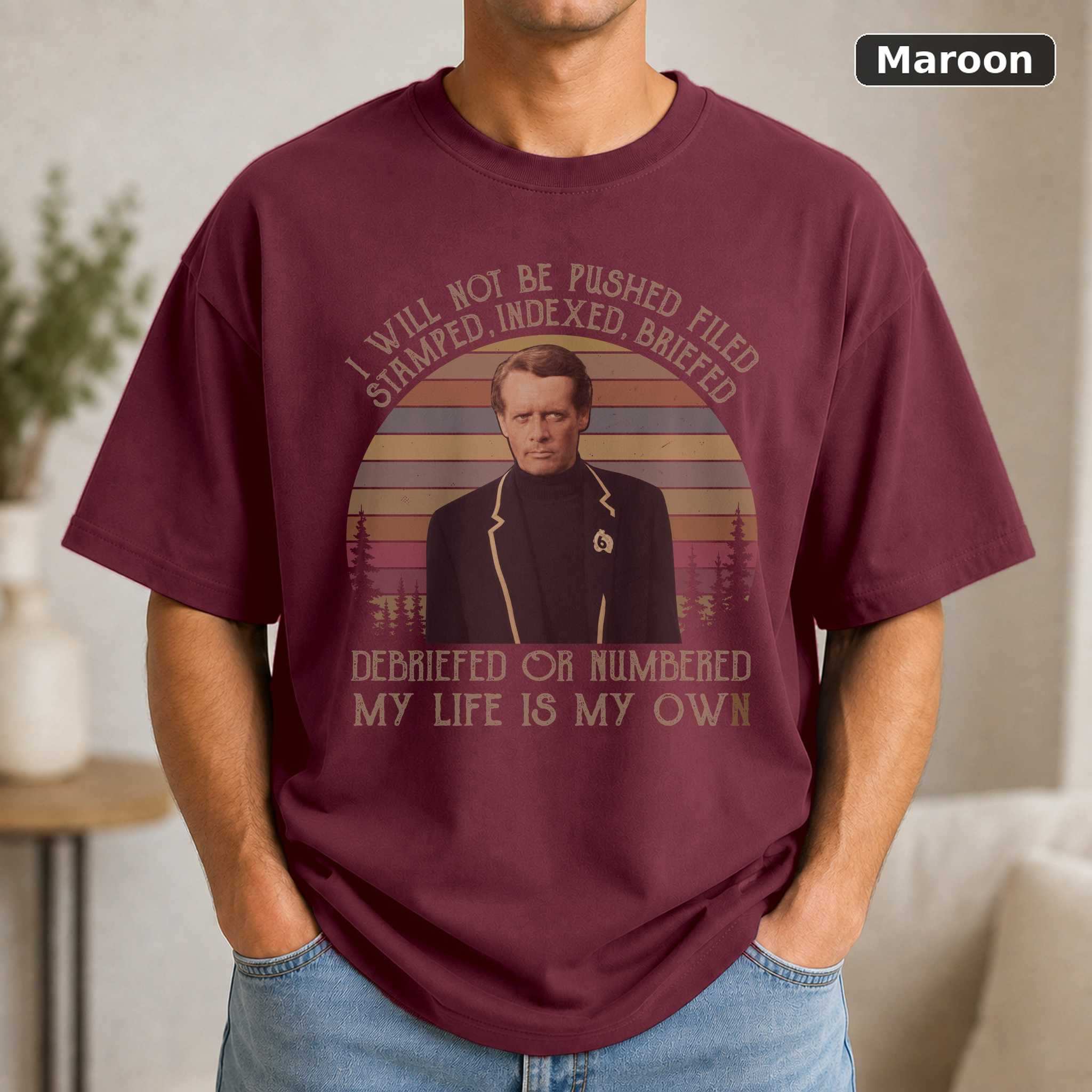 The Prisoner Patrick McGoohan T-Shirt, Vintage Classic TV Show Graphic Tee, Series Fan Gift 4