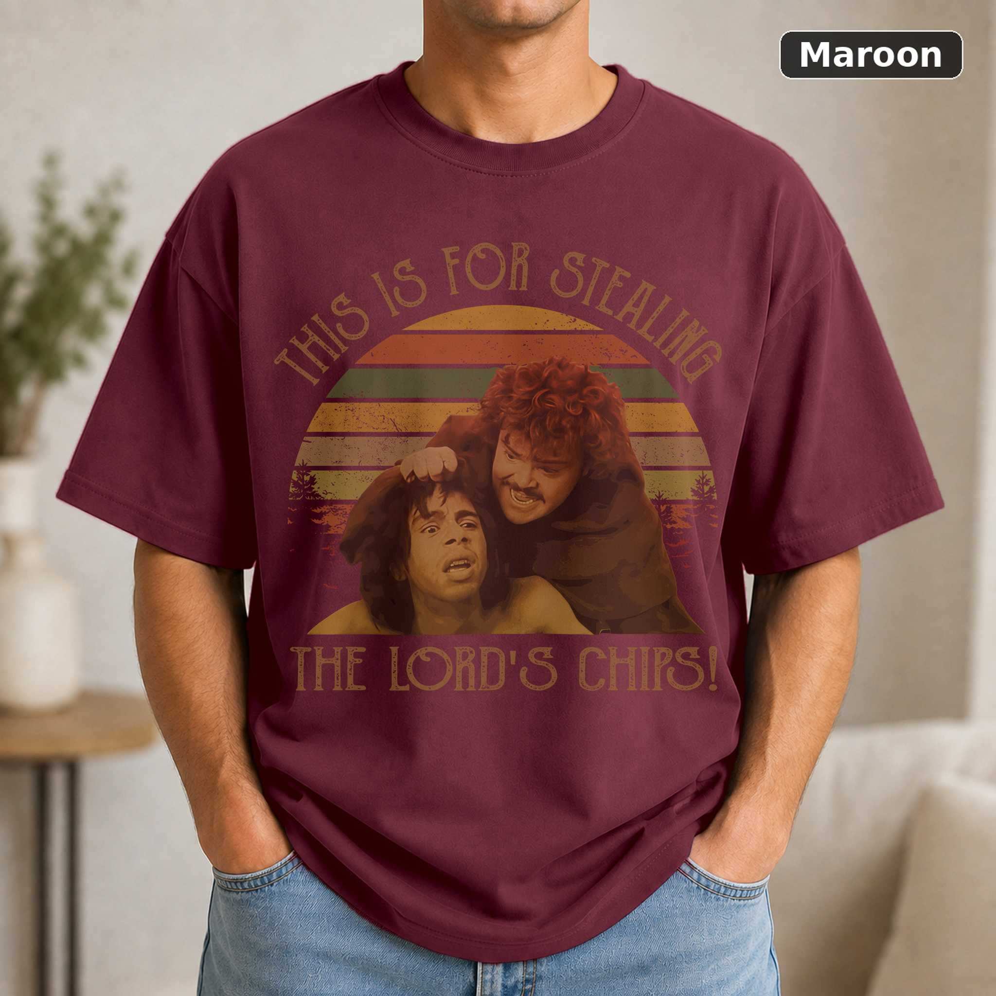 This Is for Stealing the Lord's Chips T-Shirt, Vintage Nacho Libre Movie Graphic Tee, Comedy Fan Gift 4