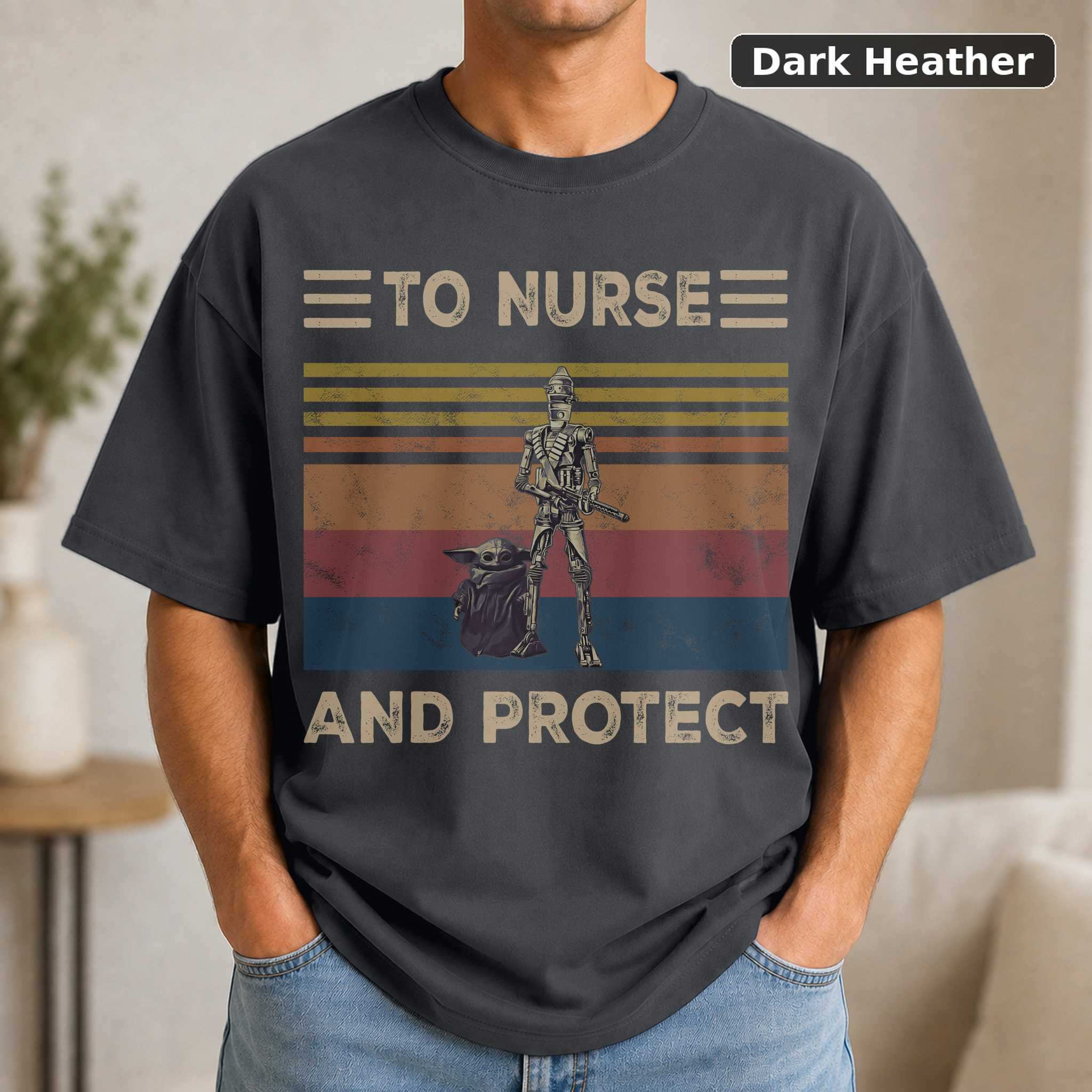 To Nurse and Protect Nurse T-Shirt, Retro Space Movie Graphic Tee, Healthcare Fan Gift 3