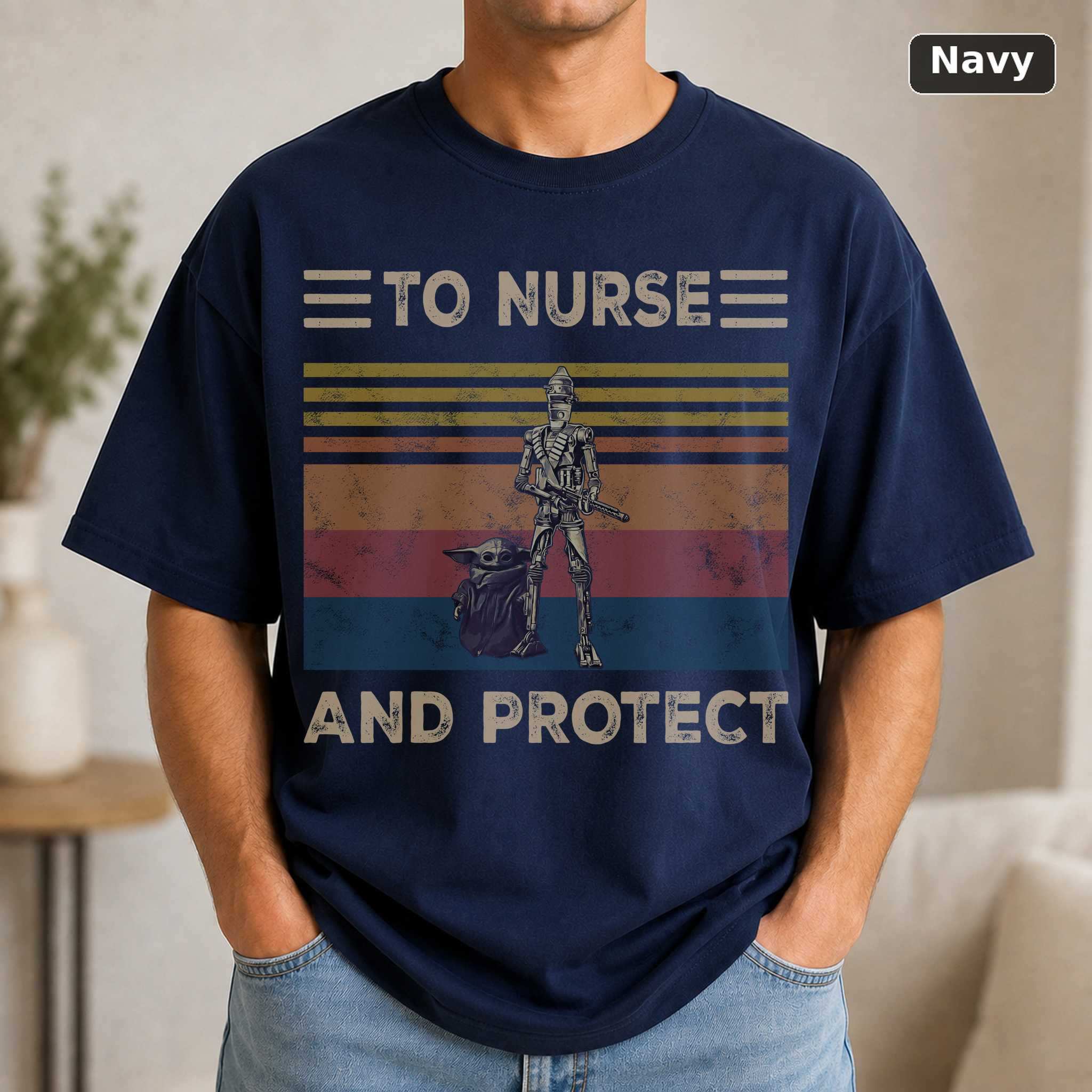 To Nurse and Protect Nurse T-Shirt, Retro Space Movie Graphic Tee, Healthcare Fan Gift 5