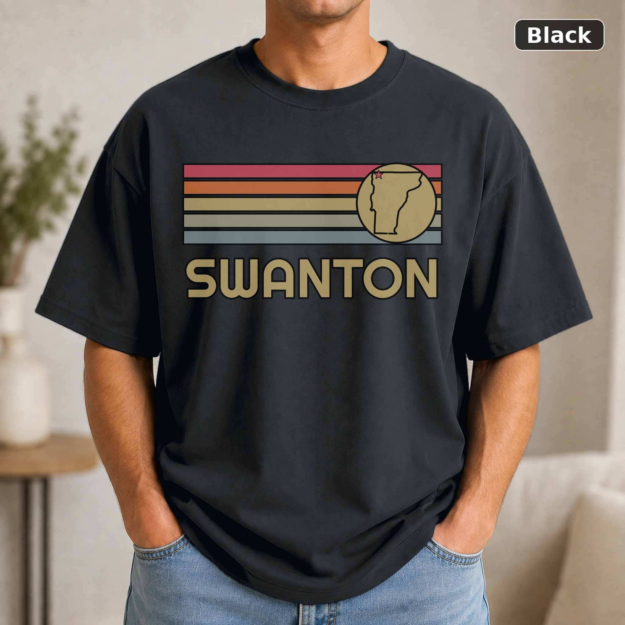 Swanton Vermont Retro Map T-Shirt, Vintage Hometown City Graphic Tee, Vermont Travel Gift