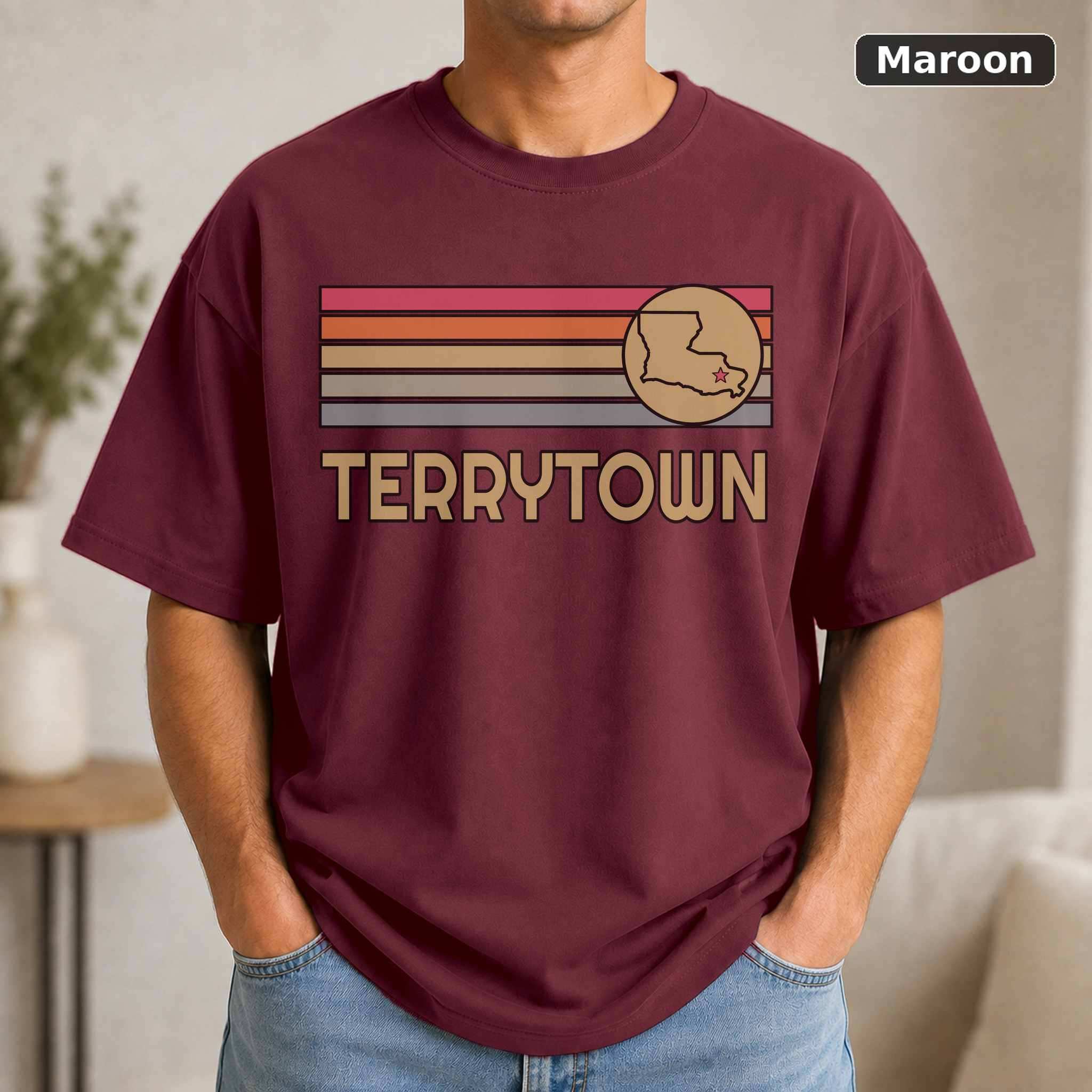 Terrytown Louisiana Retro Map T-Shirt, Vintage Hometown City Graphic Tee, Louisiana Travel Gift 4