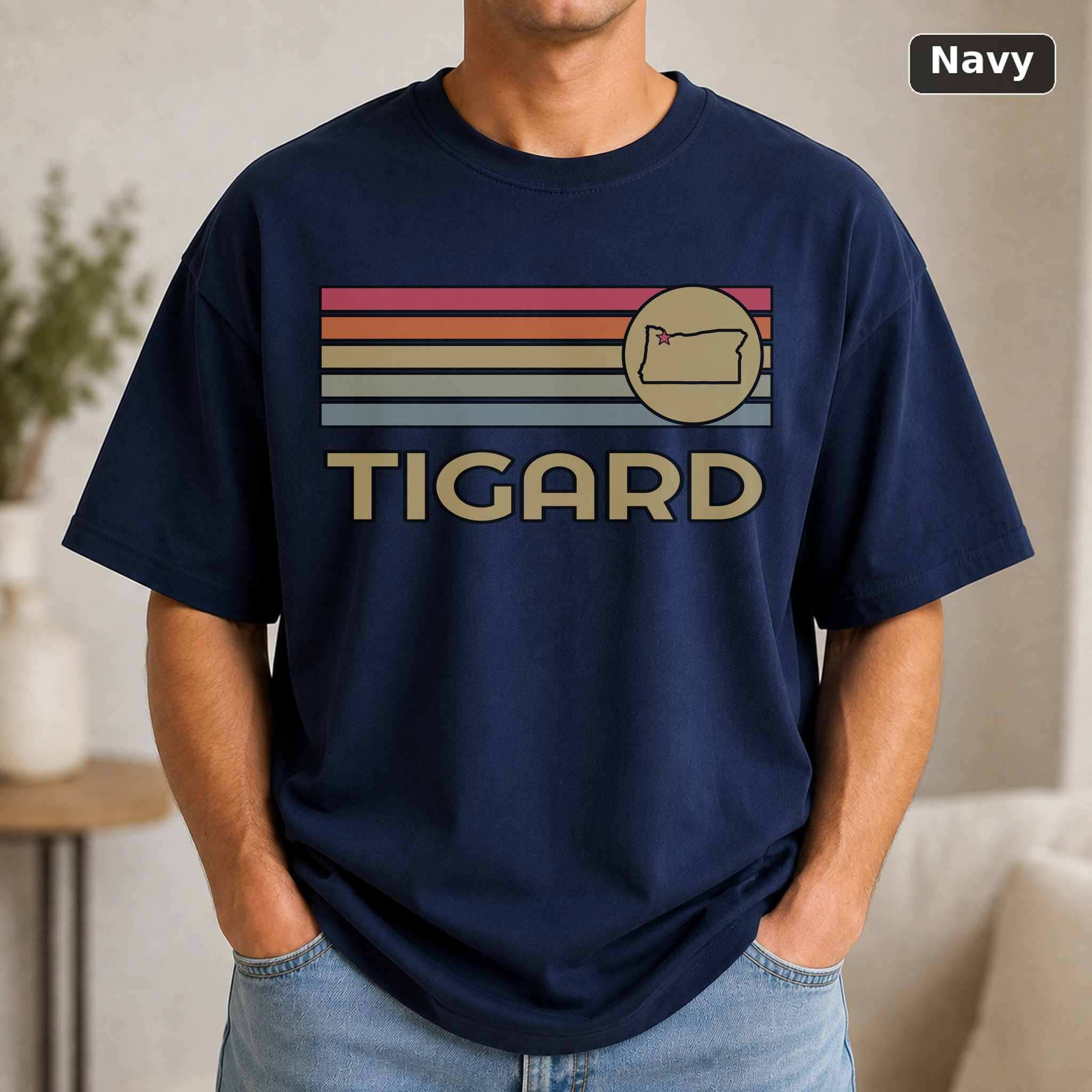 Tigard Oregon Retro Map T-Shirt, Vintage Hometown City Graphic Tee, Oregon Travel Gift 5