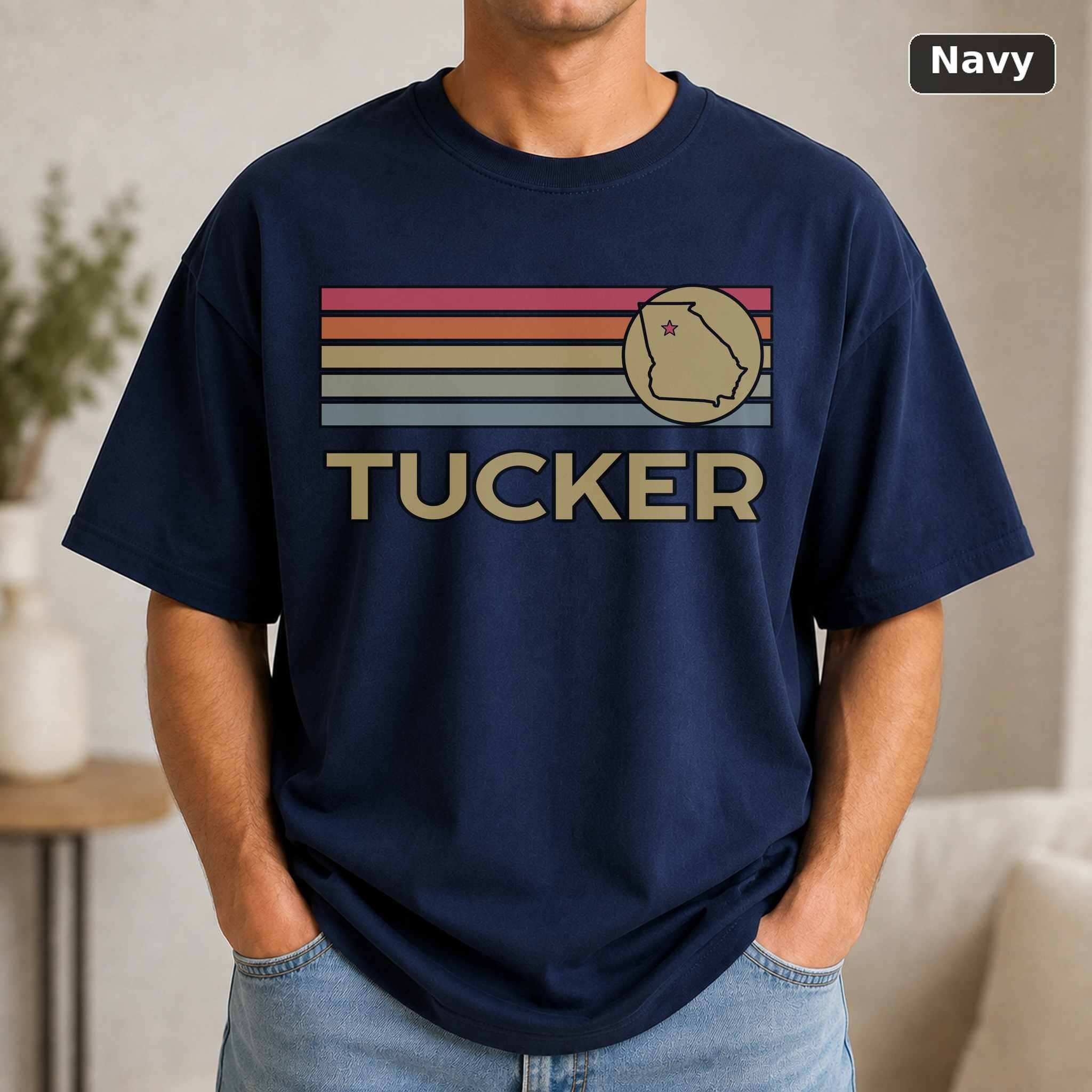 Tucker Georgia Retro Map T-Shirt, Vintage Hometown City Graphic Tee, Georgia Travel Gift 5