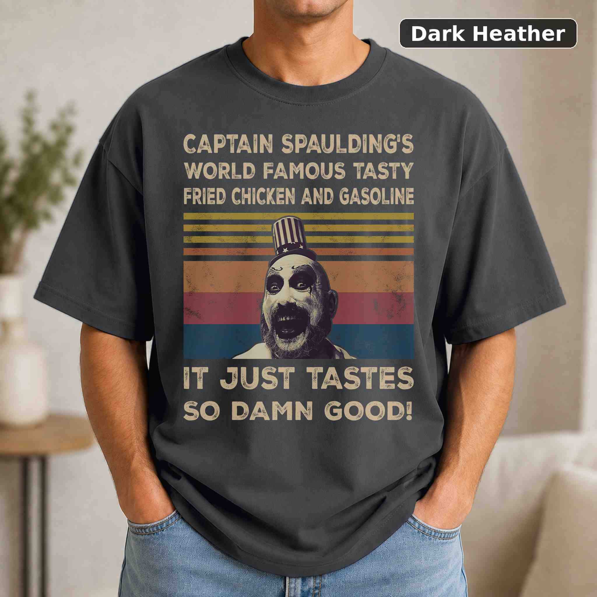 Captain Spaulding's World Famous Fried Chicken And Gasoline T-Shirt, Vintage Graphic Tee 3