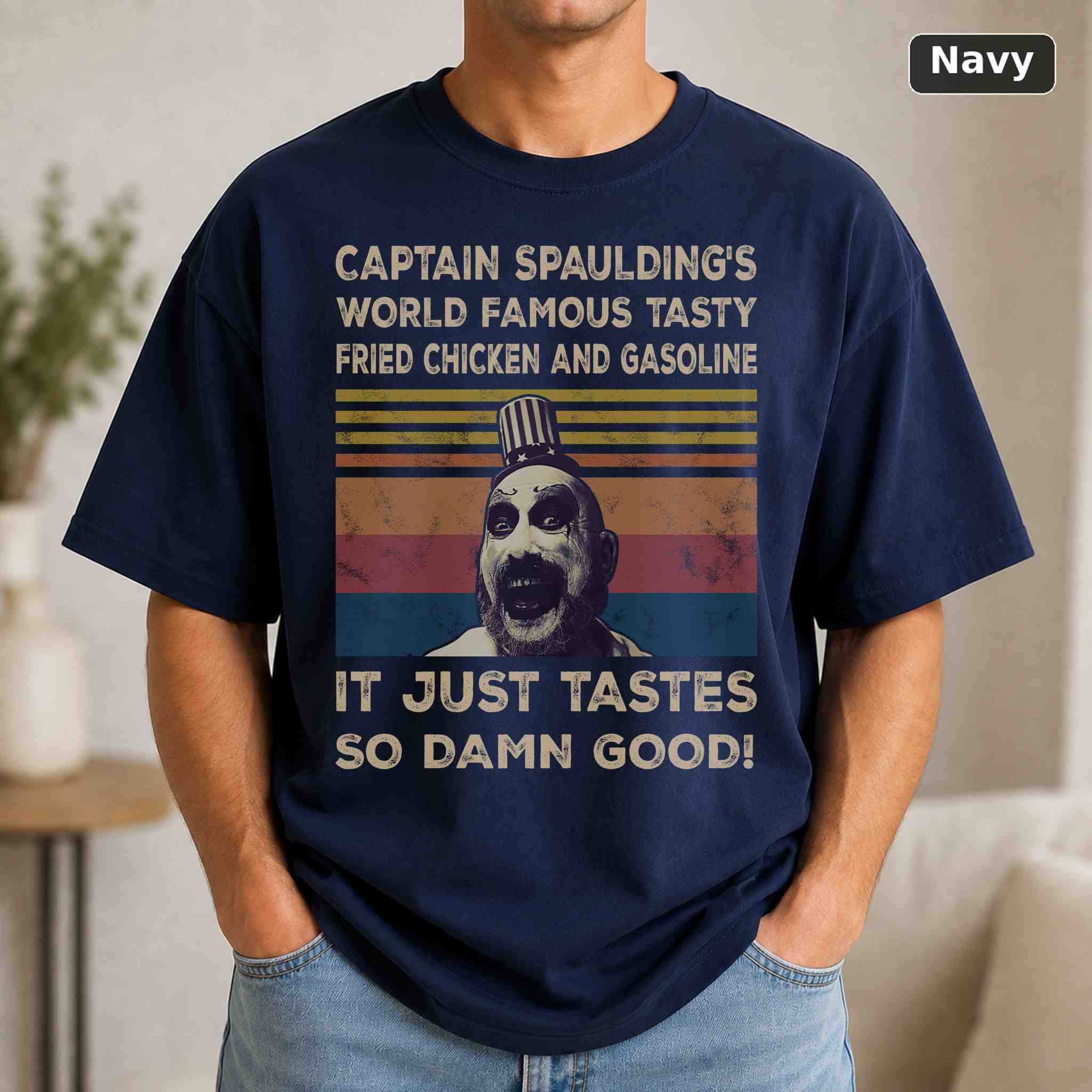 Captain Spaulding's World Famous Fried Chicken And Gasoline T-Shirt, Vintage Graphic Tee 4