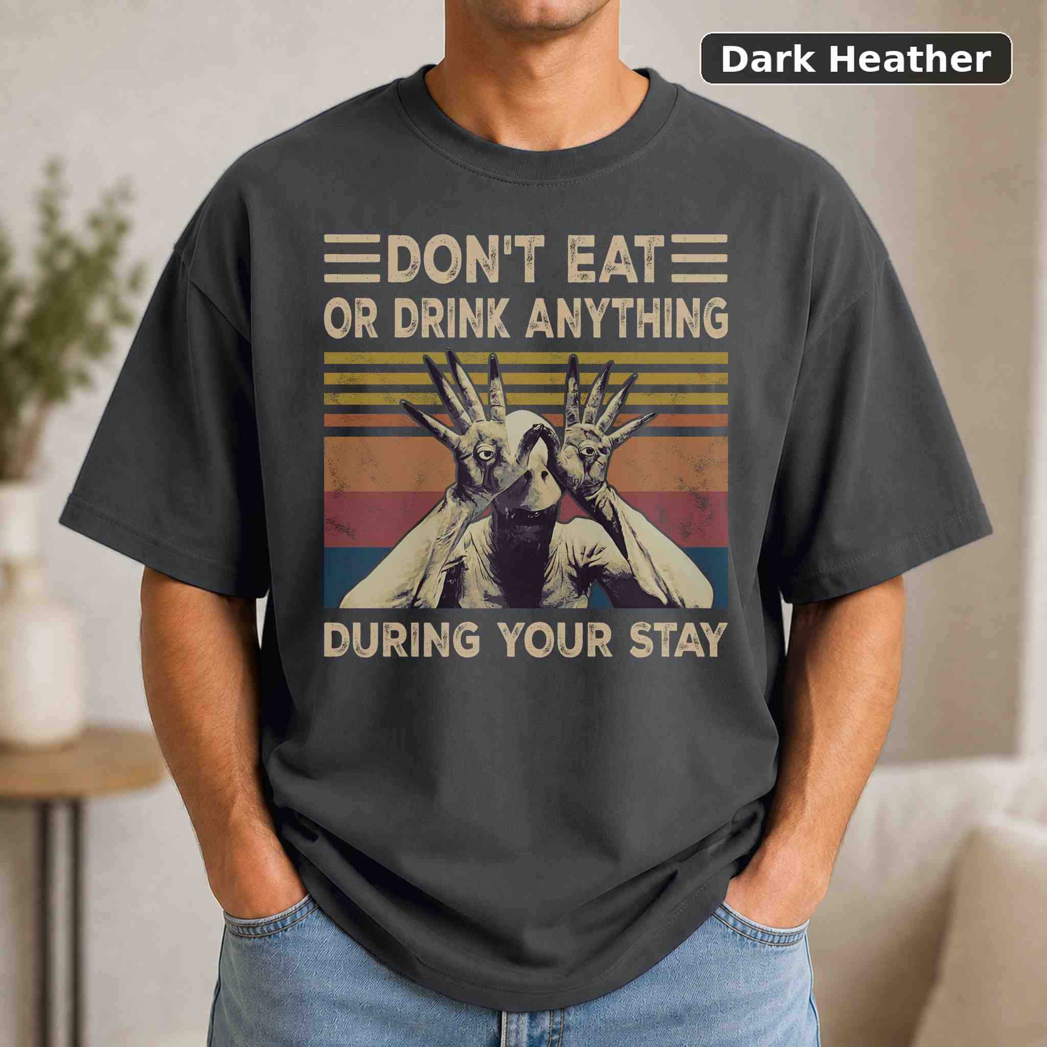 Don't Eat Or Drink Anything During Your Stay T-Shirt, Vintage Pop Culture Graphic Tee, Retro Fan Gift 3
