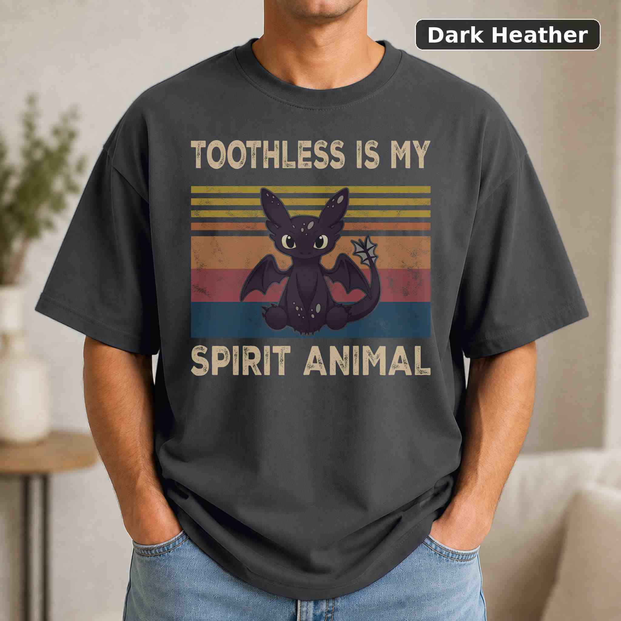 Toothless Is My Spirit Animal T-Shirt, Vintage Pop Culture Graphic Tee, Retro Fan Gift 3