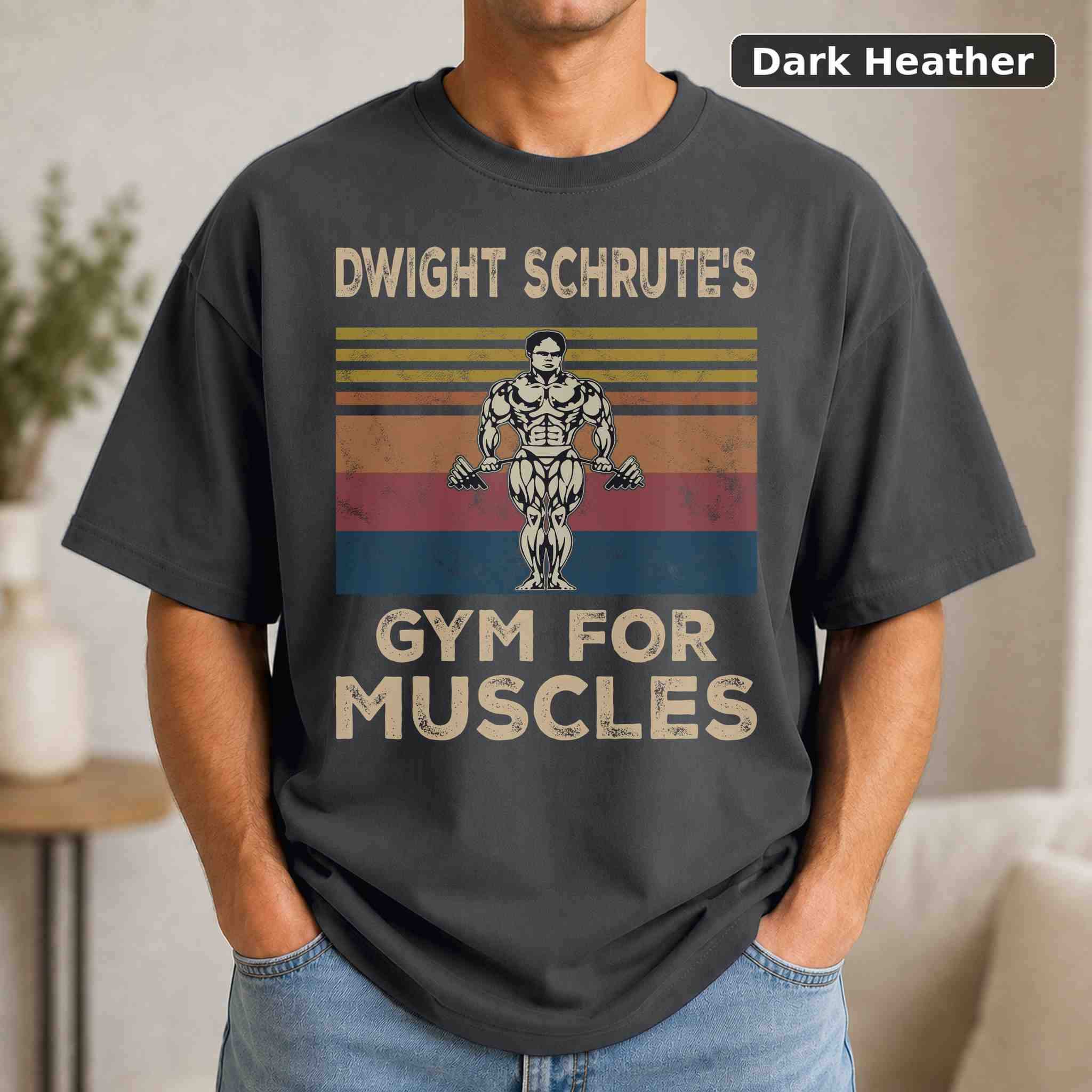 Dwight Gym For Muscles T-Shirt, Vintage Pop Culture Graphic Tee, Retro Fan Gift 3