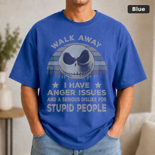 Jack Skellington T-Shirt Anger Issues, Dislike Stupid People Graphic Tee 2