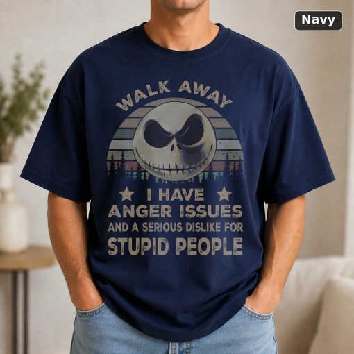 Jack Skellington T-Shirt Anger Issues, Dislike Stupid People Graphic Tee 5