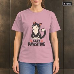 Stay Pawsitive Cat T-Shirt, Minimalist Pet Lover Graphic 9
