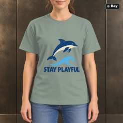 Stay Playful Dolphin T-Shirt, Minimalist Ocean Nature Graphic
