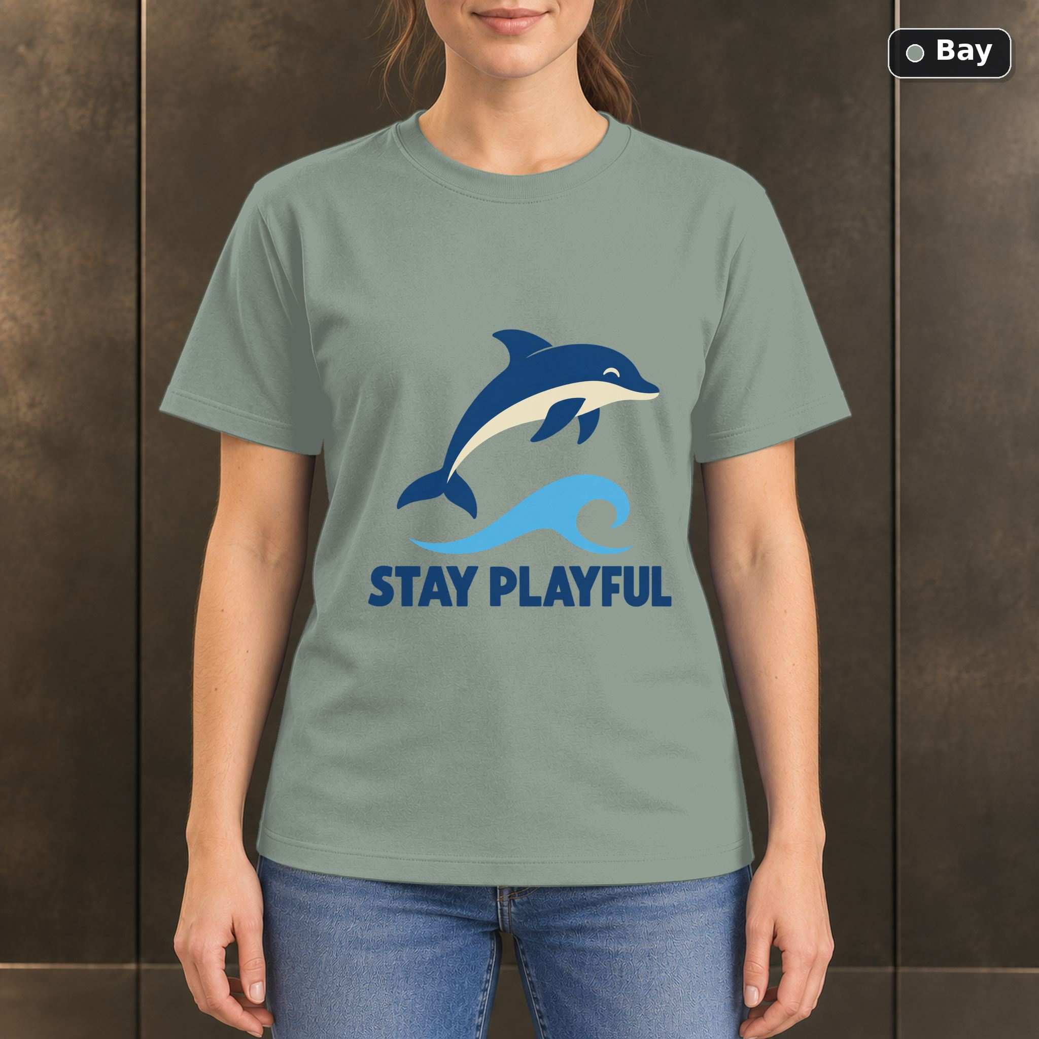 Stay Playful Dolphin T-Shirt, Minimalist Ocean Nature Graphic Stay Playful Dolphin T-Shirt, Minimalist Ocean Nature Graphic