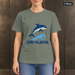 Stay Playful Dolphin T-Shirt, Minimalist Ocean Nature Graphic 8