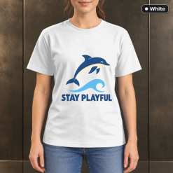 Stay Playful Dolphin T-Shirt, Minimalist Ocean Nature Graphic 11