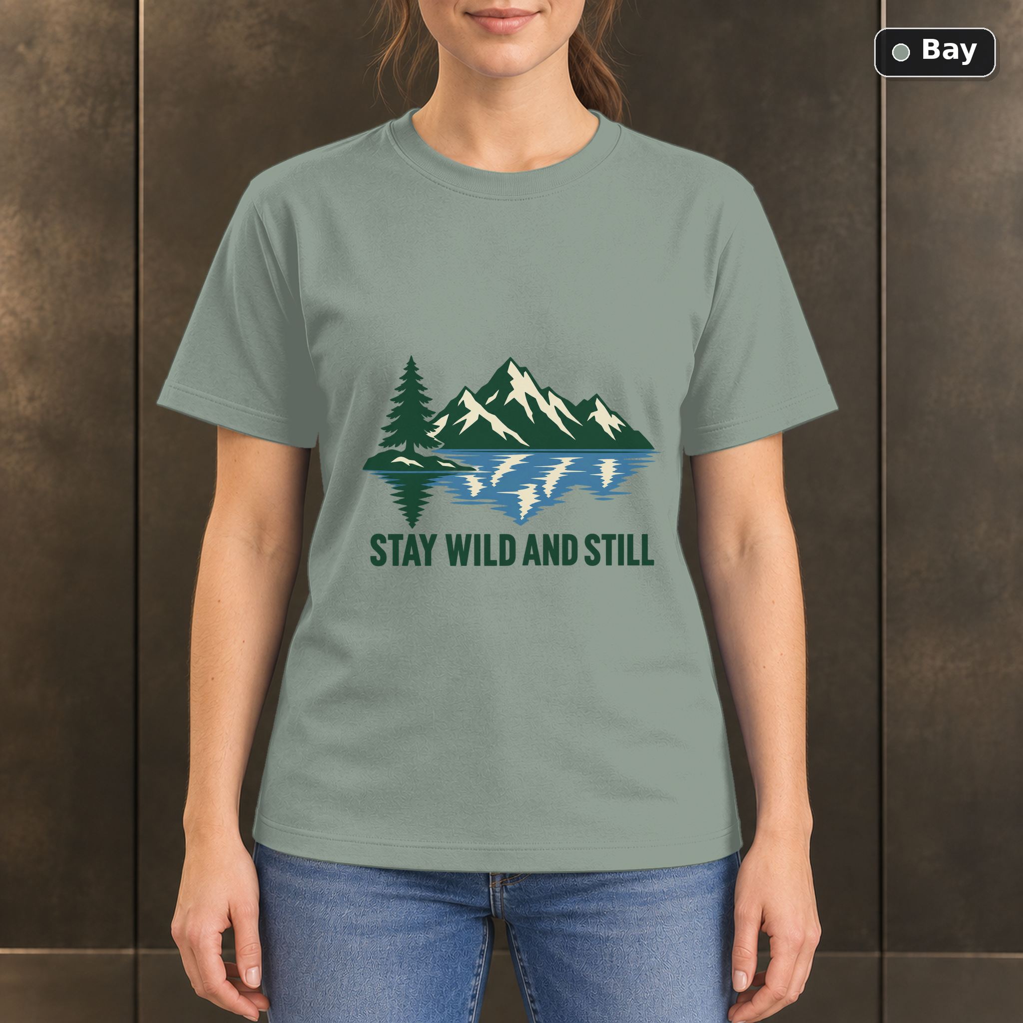 Stay Wild and Still Lake T-Shirt, Minimalist Mountain Nature Graphic Stay Wild and Still Lake T-Shirt, Minimalist Mountain Nature Graphic