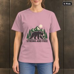 Strong and Free Bear T-Shirt, Minimalist Mountain Nature Graphic 9