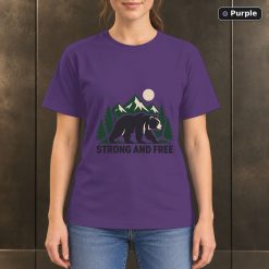Strong and Free Bear T-Shirt, Minimalist Mountain Nature Graphic 10