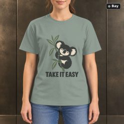 Take It Easy Koala T-Shirt, Minimalist Animal Graphic