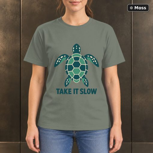 Take It Slow Sea Turtle T-Shirt, Minimalist Ocean Graphic 3