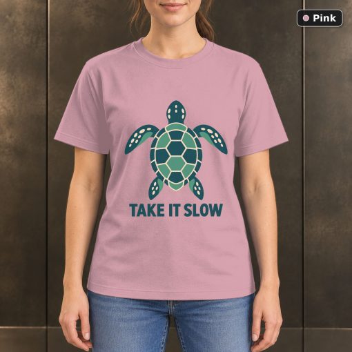 Take It Slow Sea Turtle T-Shirt, Minimalist Ocean Graphic 4