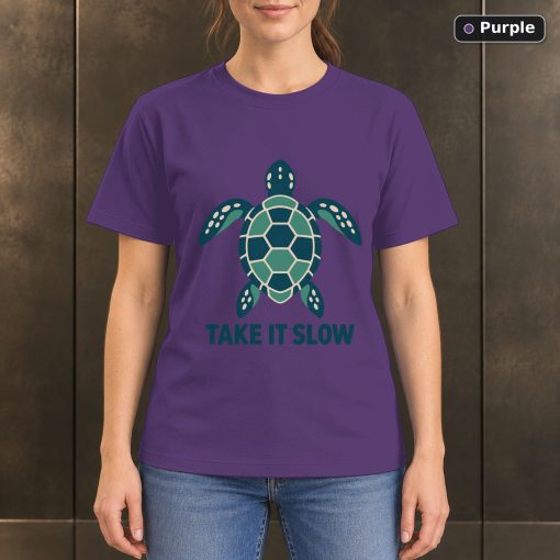 Take It Slow Sea Turtle T-Shirt, Minimalist Ocean Graphic 5