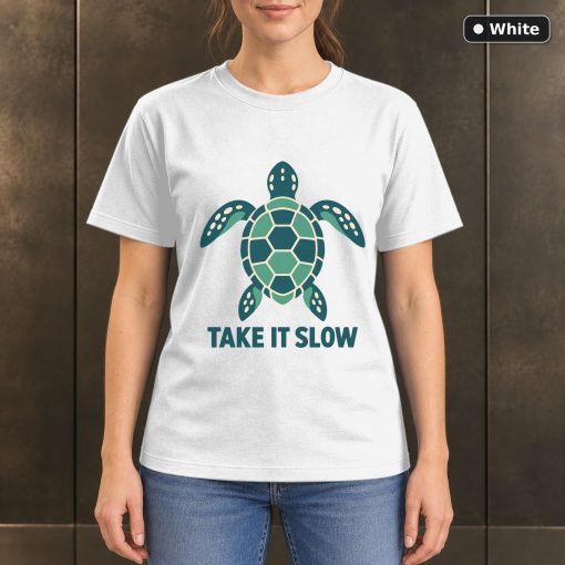 Take It Slow Sea Turtle T-Shirt, Minimalist Ocean Graphic 6